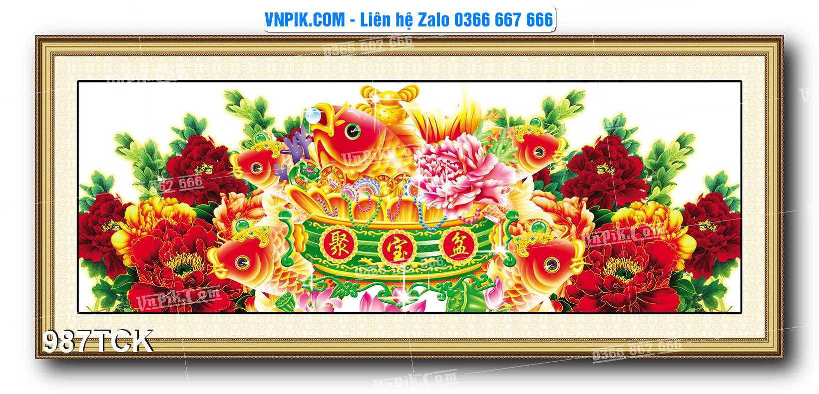 Tranh Hoa Sen – Cá Koi – Cá Chép 987TCK