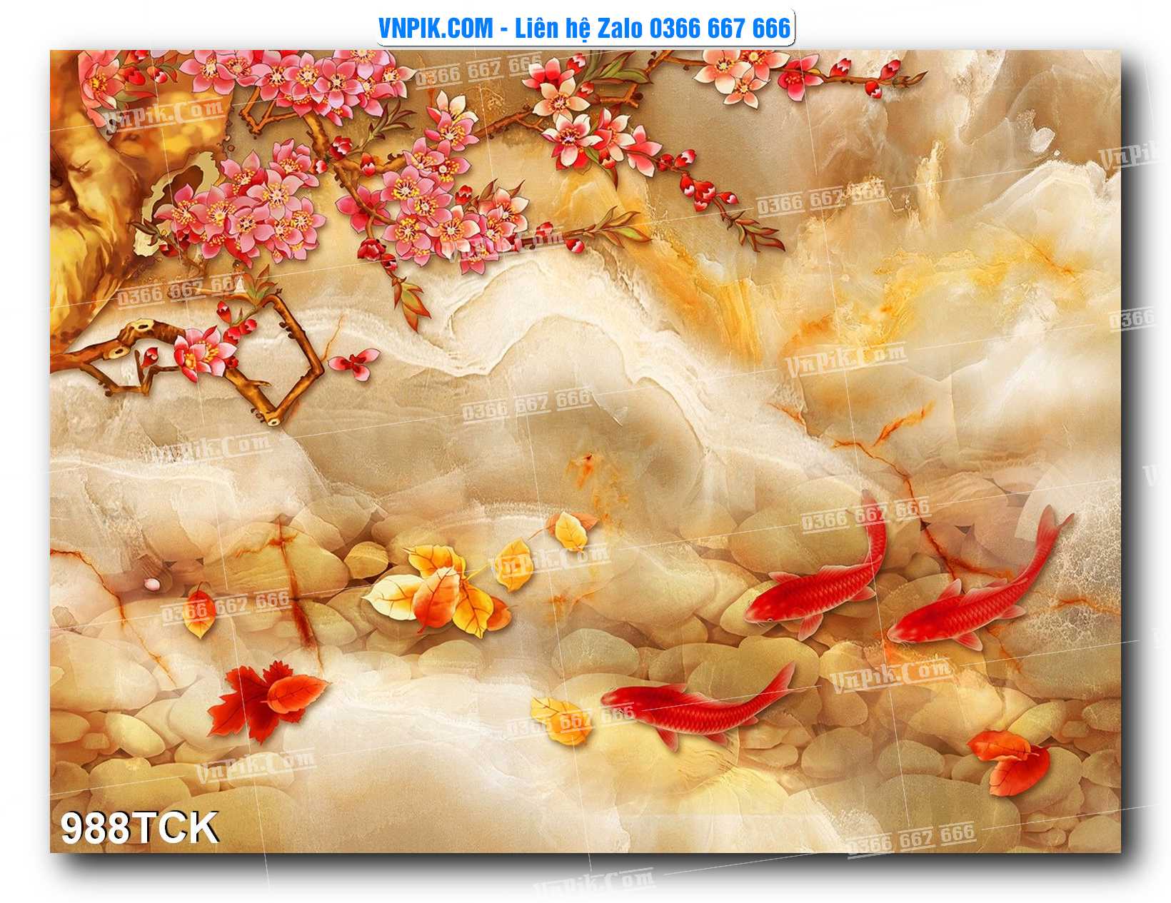 Tranh Hoa Sen – Cá Koi – Cá Chép 988TCK