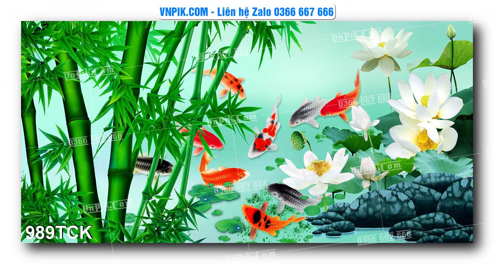 Tranh Hoa Sen – Cá Koi – Cá Chép 989TCK