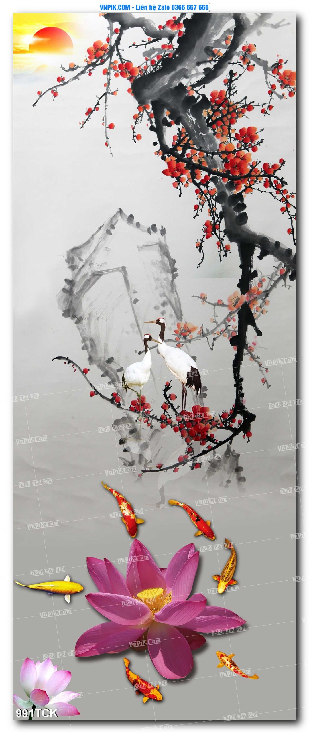 Tranh Hoa Sen – Cá Koi – Cá Chép 991TCK