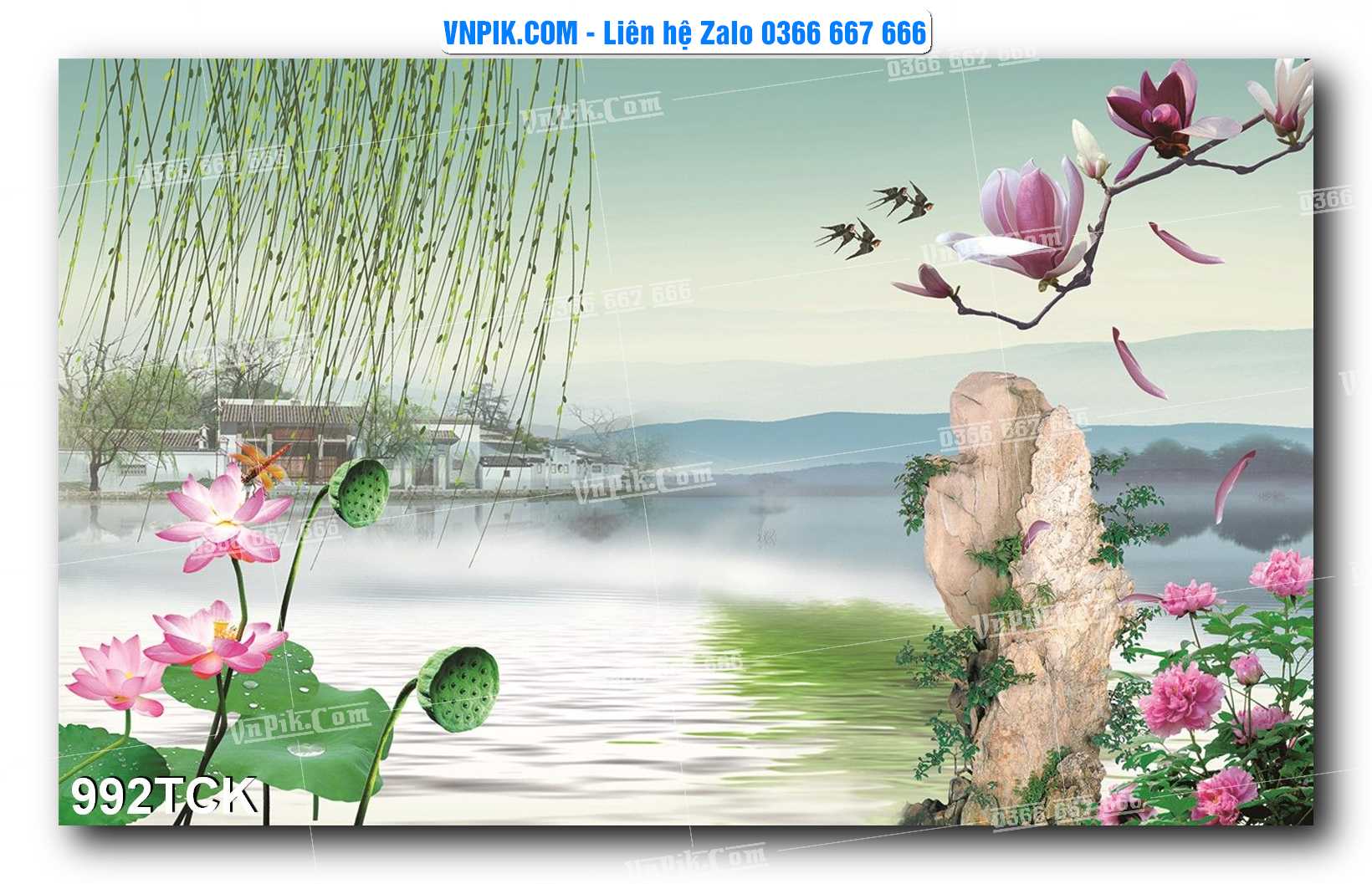 Tranh Hoa Sen – Cá Koi – Cá Chép 992TCK