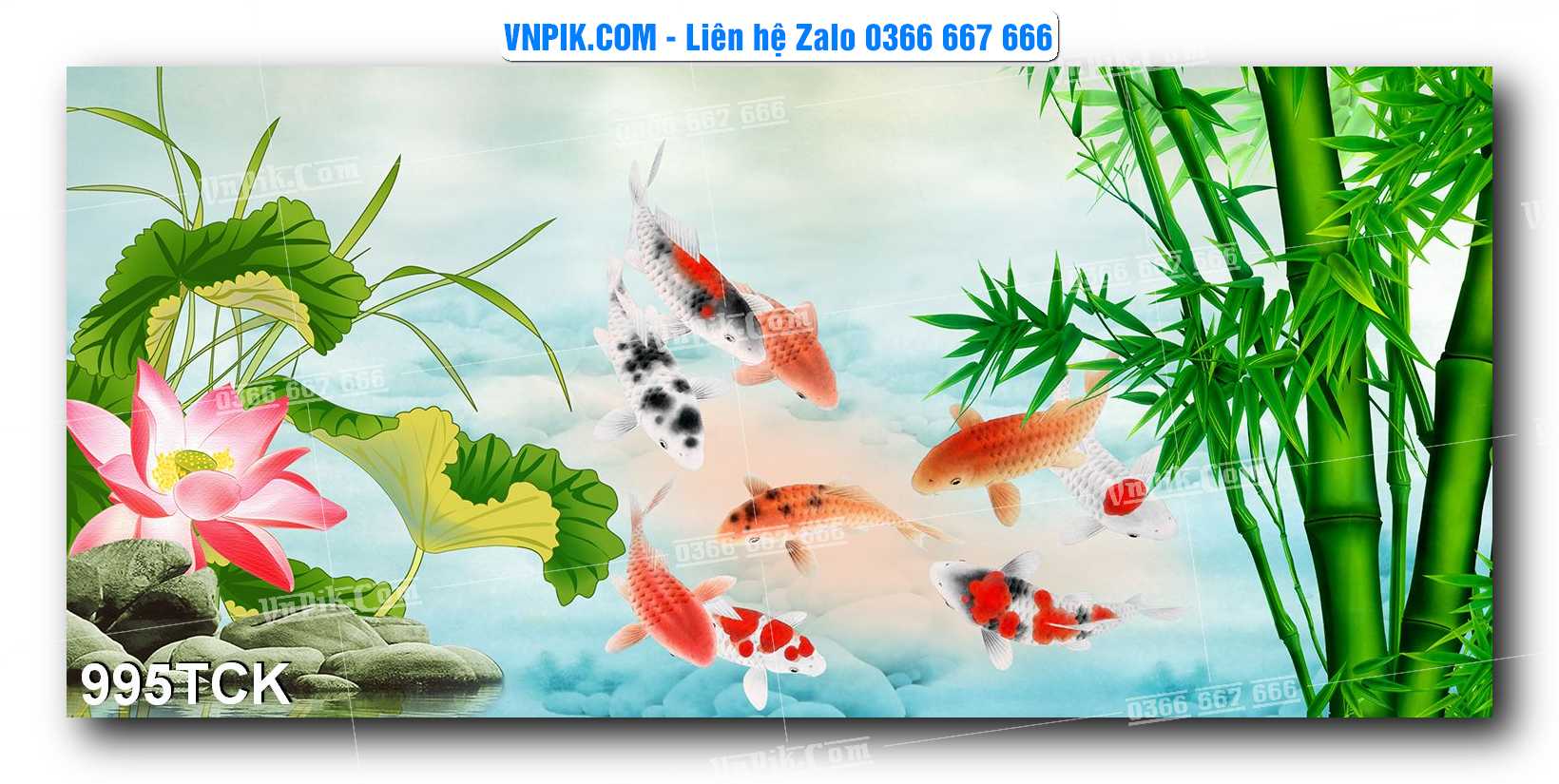 Tranh Hoa Sen – Cá Koi – Cá Chép 995TCK