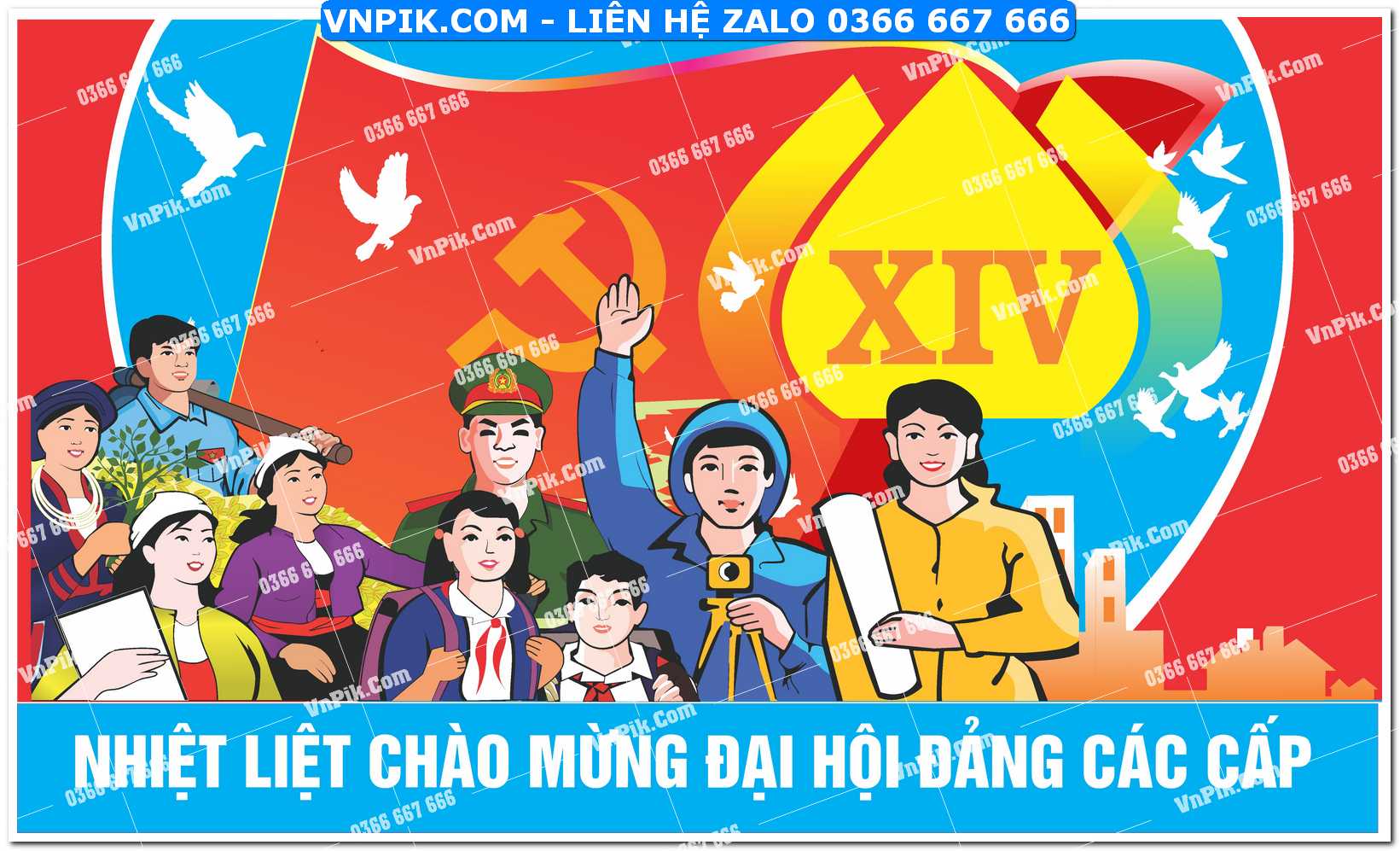 Mẫu Maket Pano Tuyên Truyền Đại Hội Đảng File Vector 81