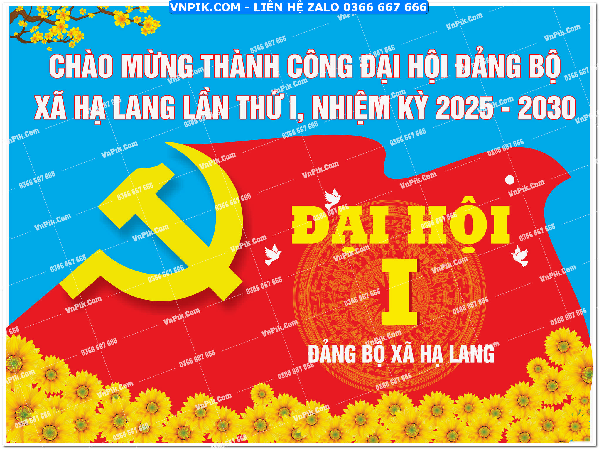 Mẫu pano đại hội đảng bộ 1 xã hạ lang cao bằng
