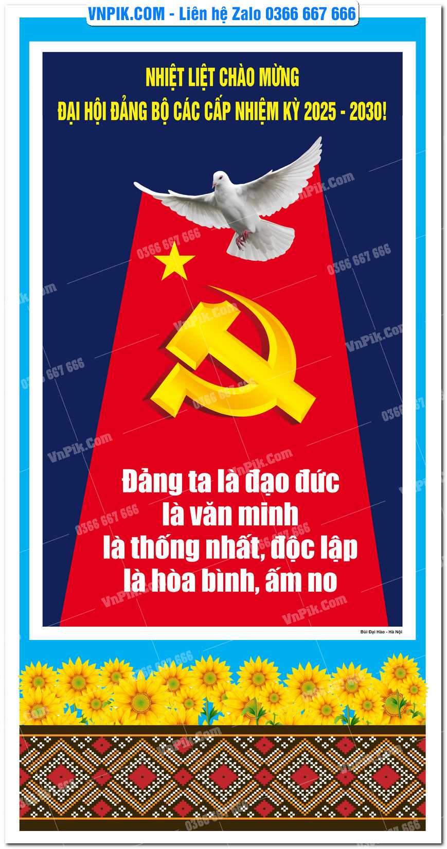 Pano đại hội đại biểu đảng bộ 2025 – 2030 file vector corel #2