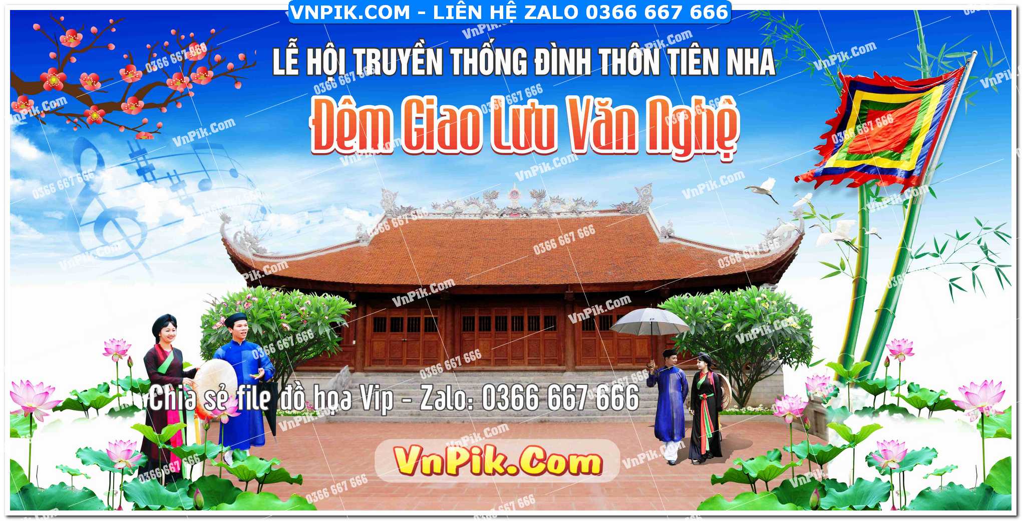 Phông nền lễ hội truyền thống đình thôn tiên nha, đêm giao lưu văn nghệ