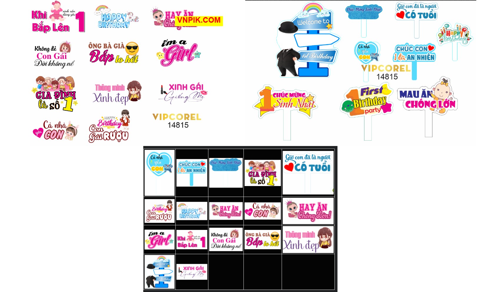 Bộ #Hashtag Sinh nhật mẫu mới 2025 file corel