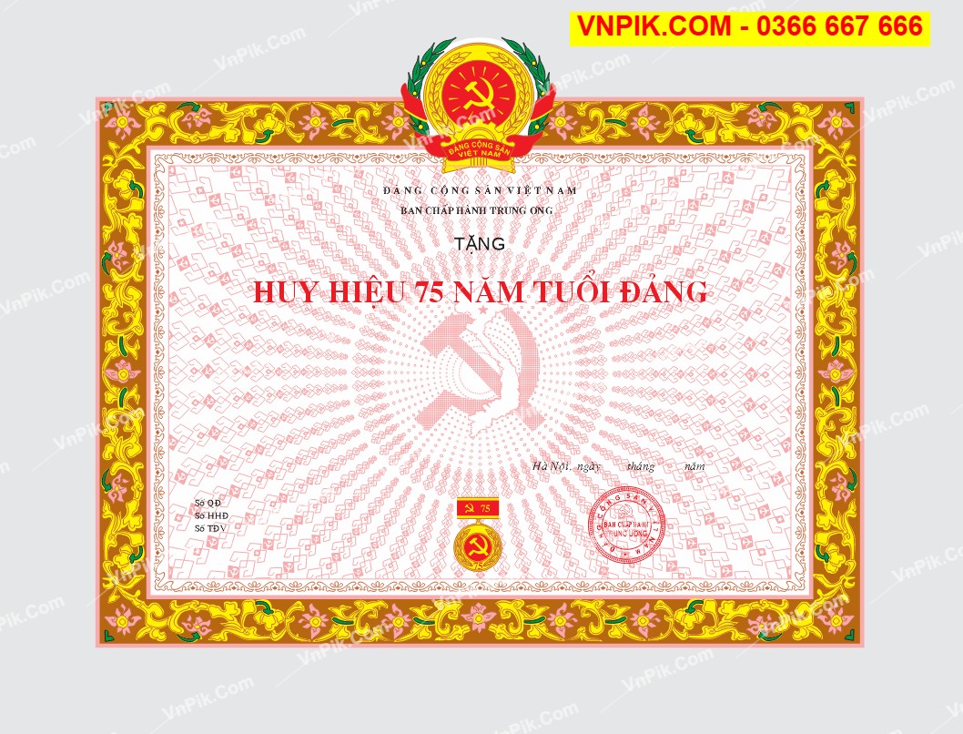 Bằng khen Huy hiệu 75 năm tuổi đảng file Corel