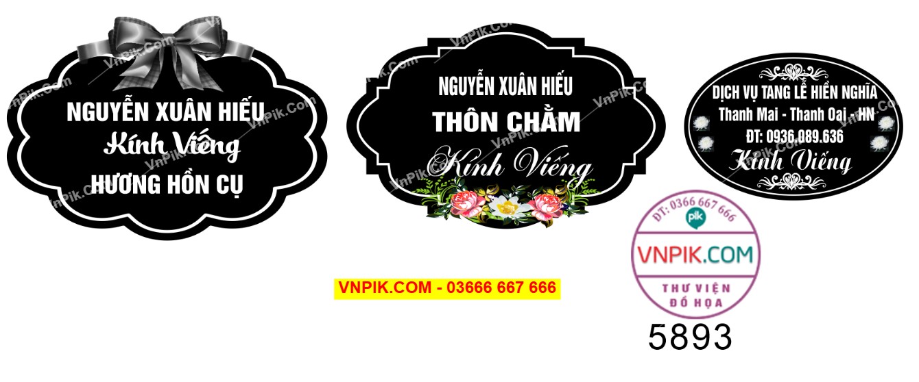 Mẫu chữ cắm lẵng hoa đám hiếu – đám tang file corel