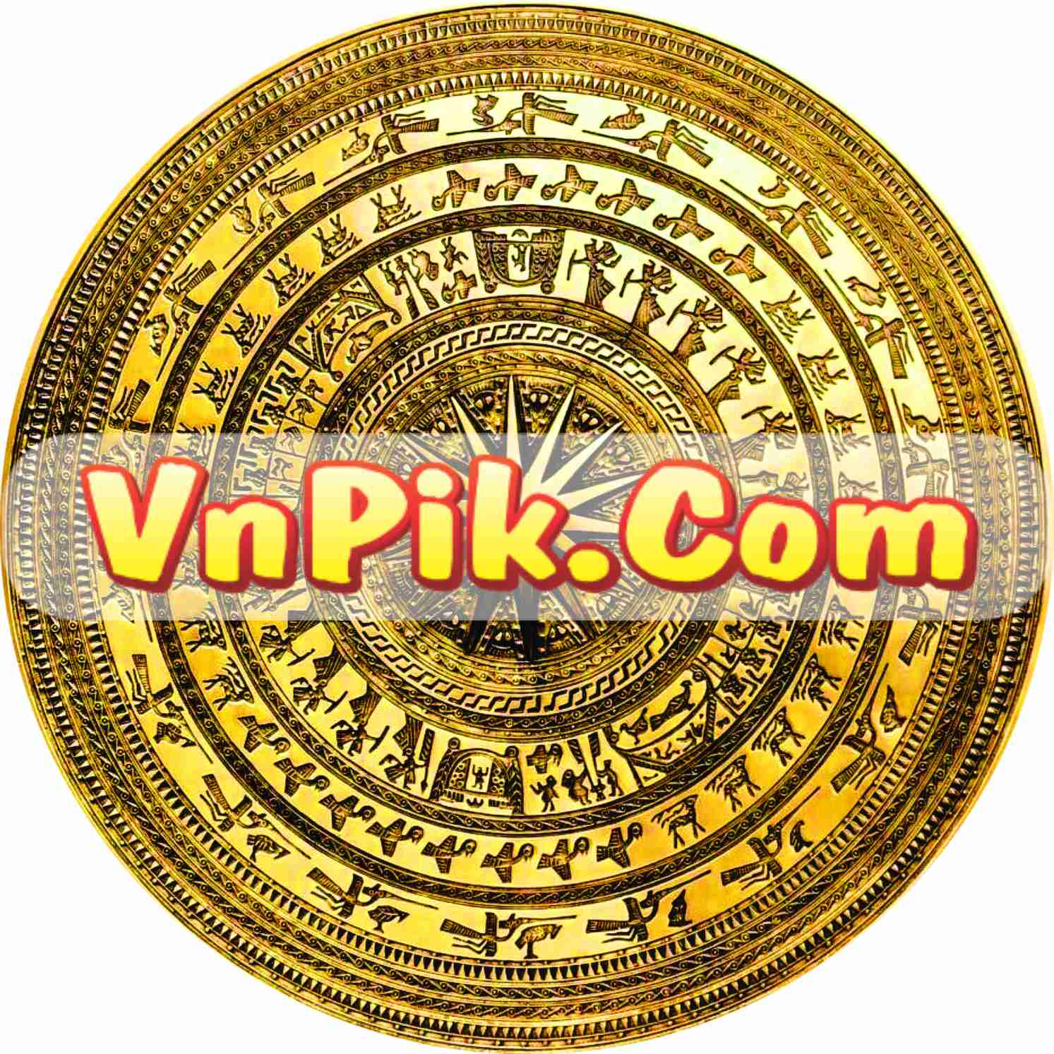 Mặt vàng đồng khắc họa tiết trống đồng file corel