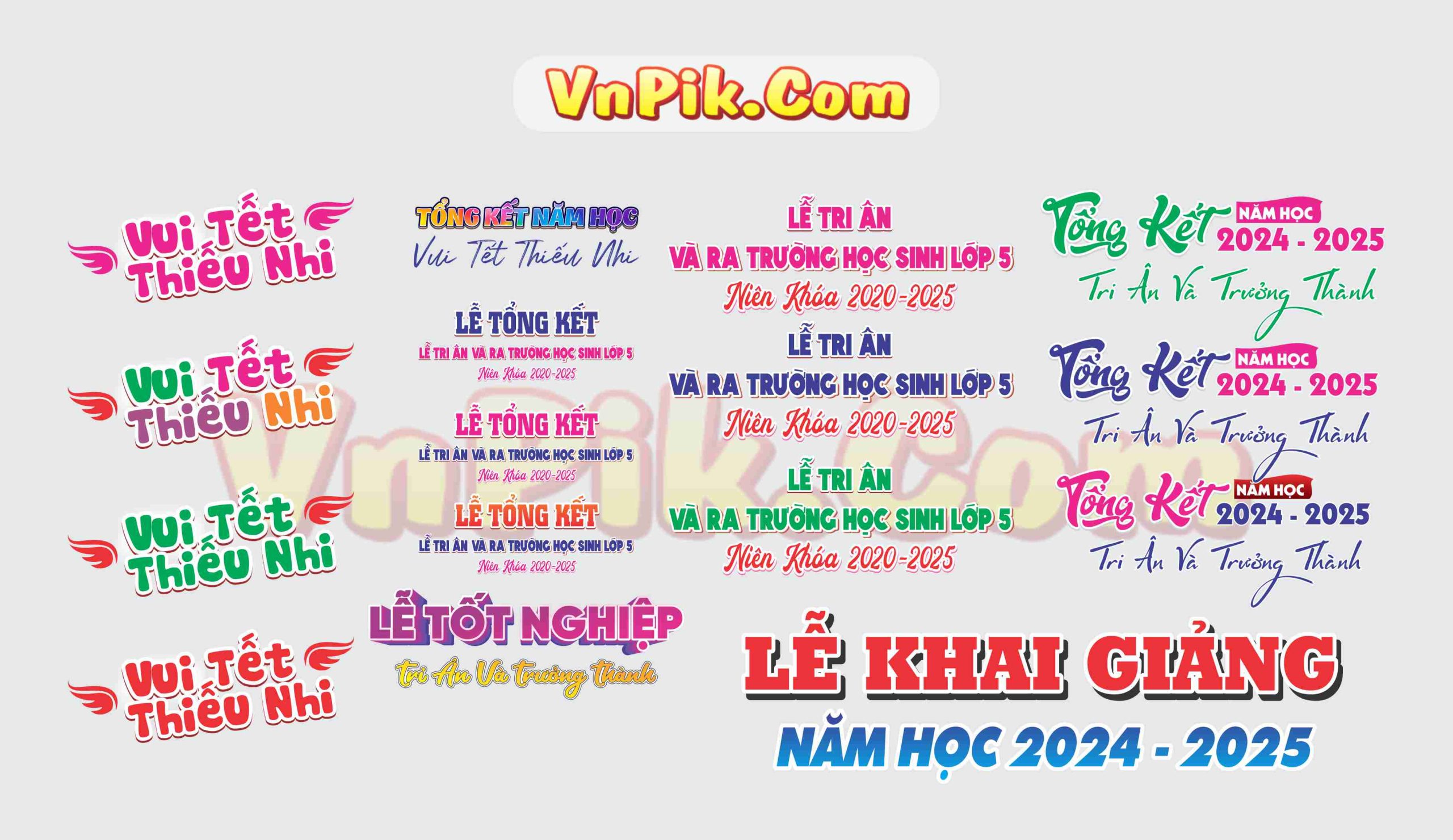 share tài nguyên chữ để ghép phông nền tổng kết năm học – vui tết thiếu nhi