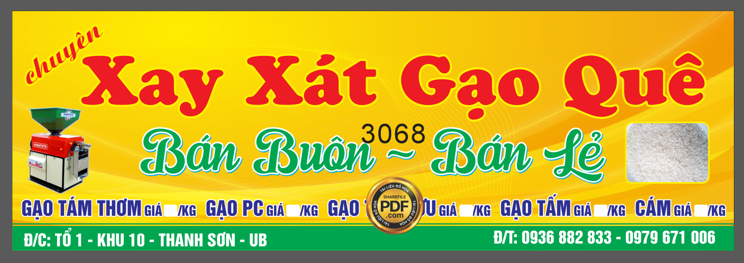 Market biển xay xát gạo quê file Corel