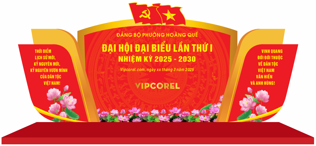 Backdrop trang trí Đại hội Đảng bộ năm 2025-2030