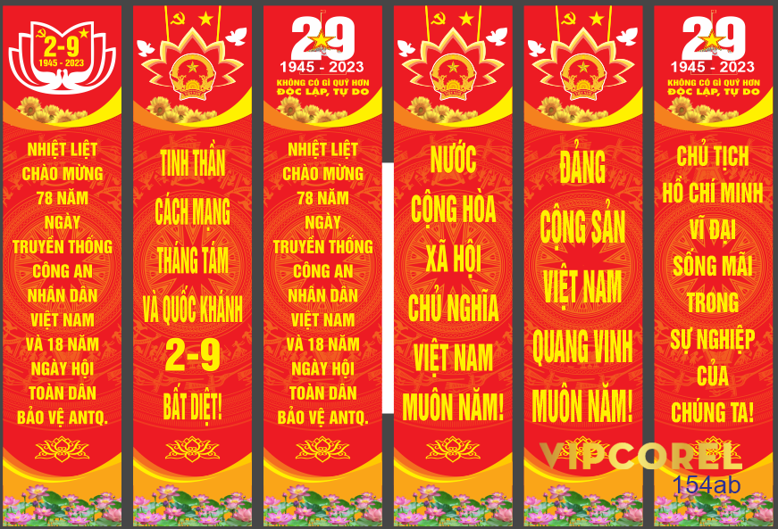 Phướn thả tuyên truyền ngày Quốc Khánh 2-9 corel