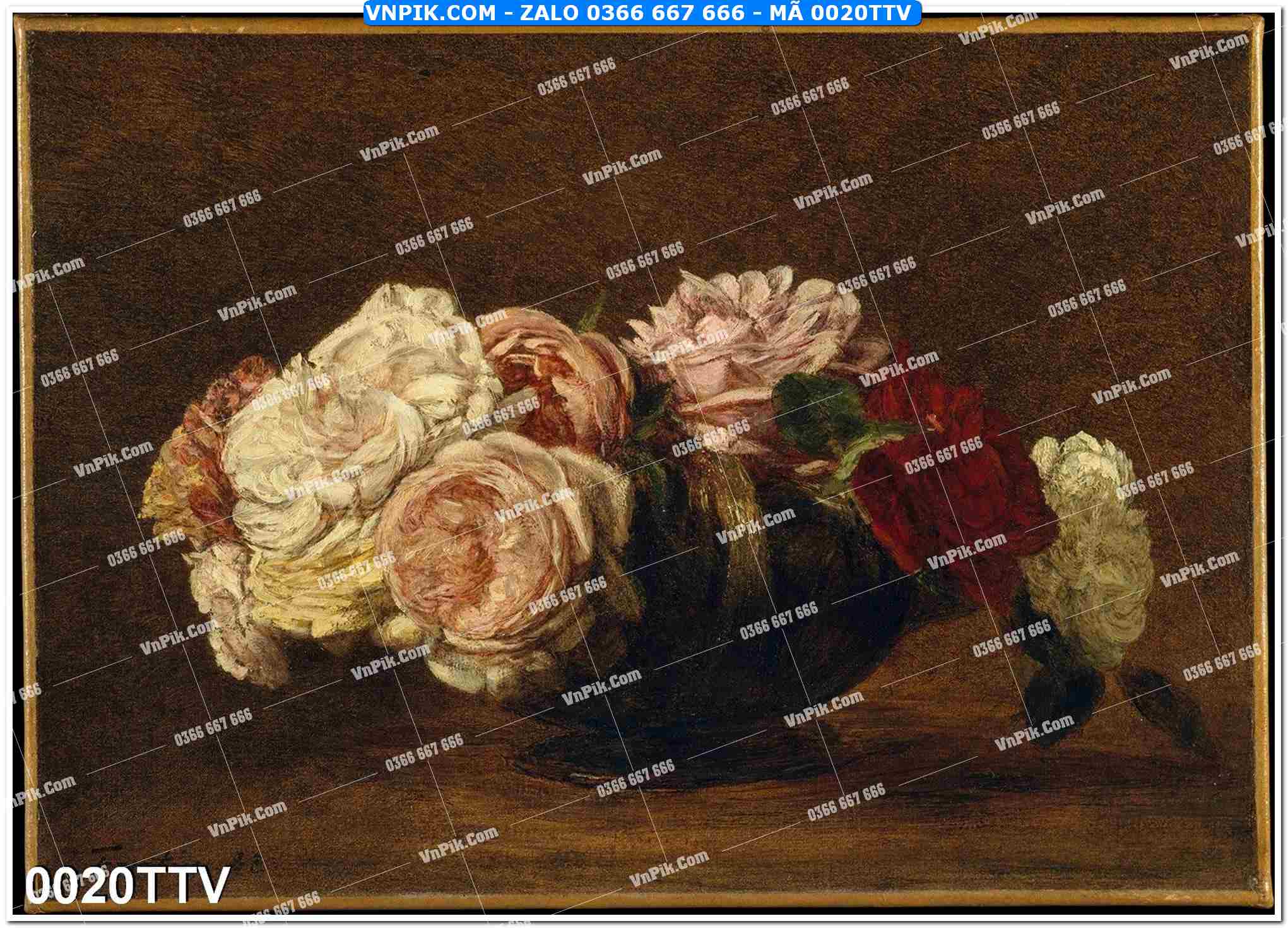 Tranh sơn dầu tĩnh vật hoa quả mã file 0020TTV