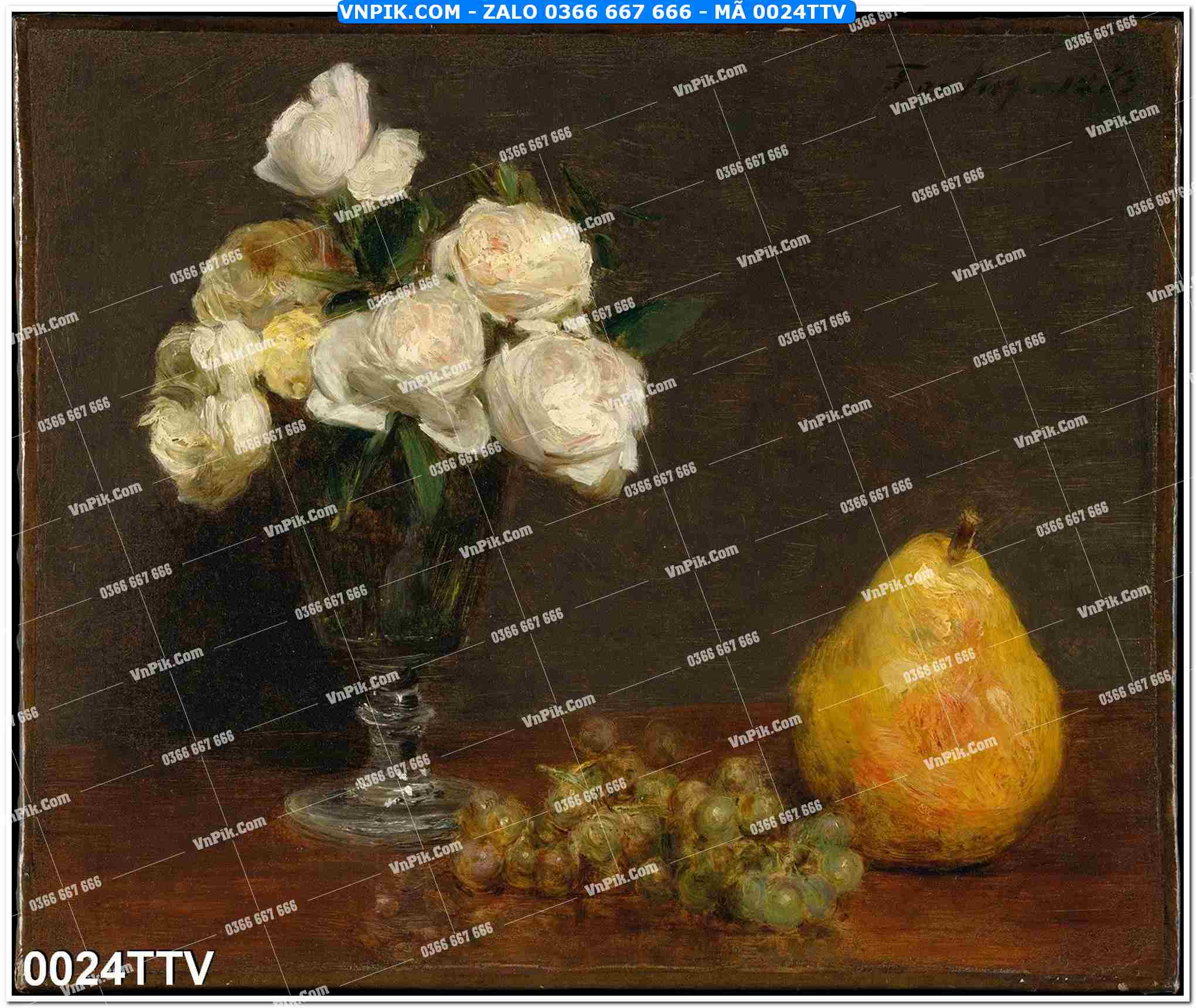 Tranh sơn dầu tĩnh vật hoa quả mã file 0024TTV