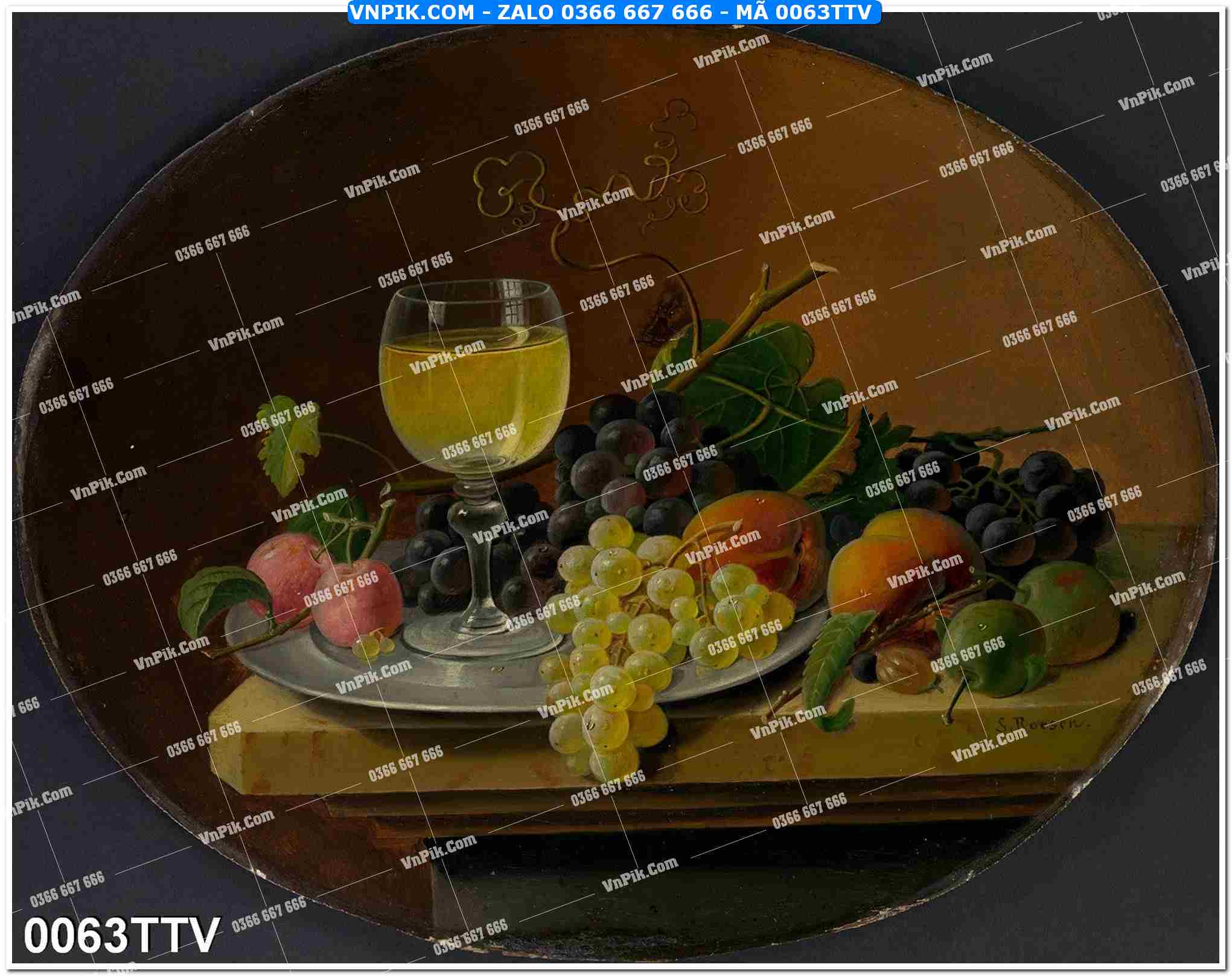 Tranh sơn dầu tĩnh vật hoa quả mã file 0063TTV