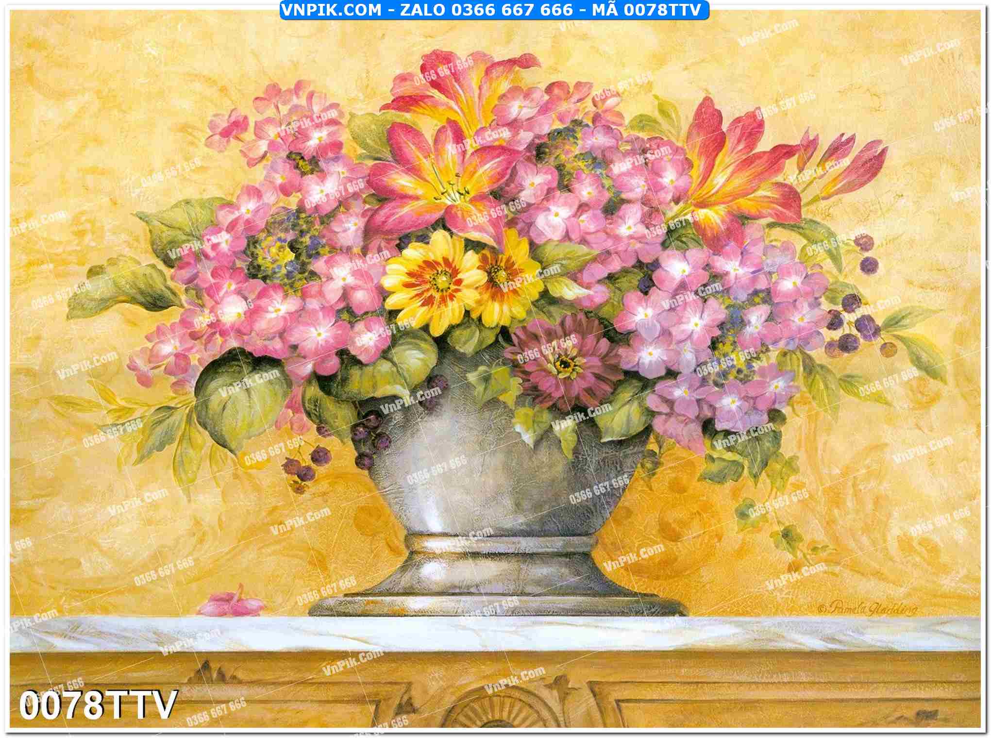 Tranh sơn dầu tĩnh vật hoa quả mã file 0078TTV