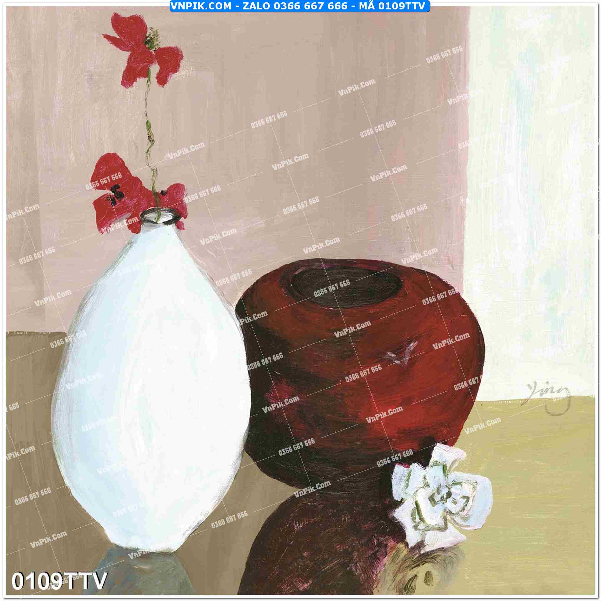 Tranh sơn dầu tĩnh vật hoa quả mã file 0109TTV