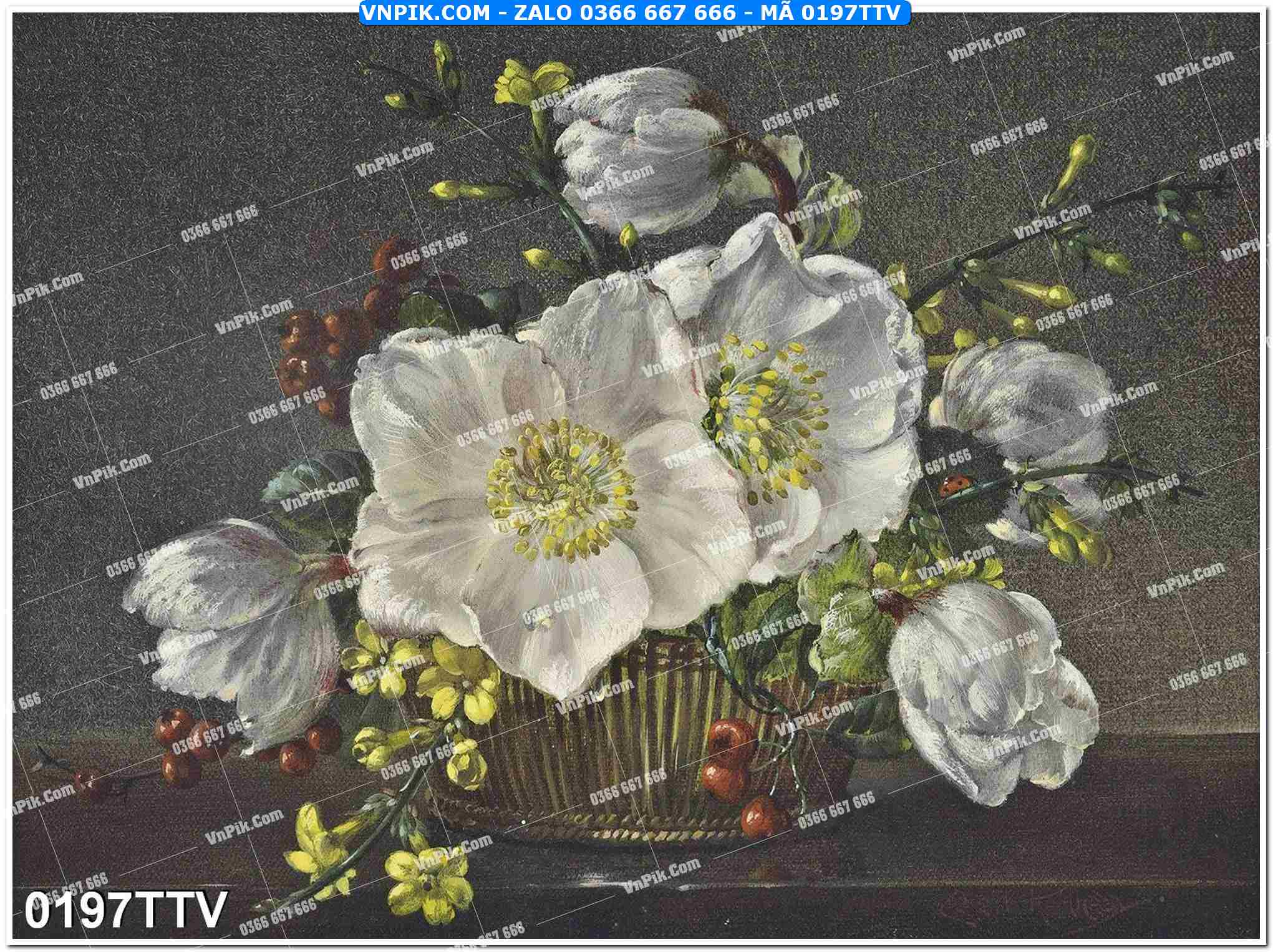 Tranh sơn dầu tĩnh vật hoa quả mã file 0197TTV