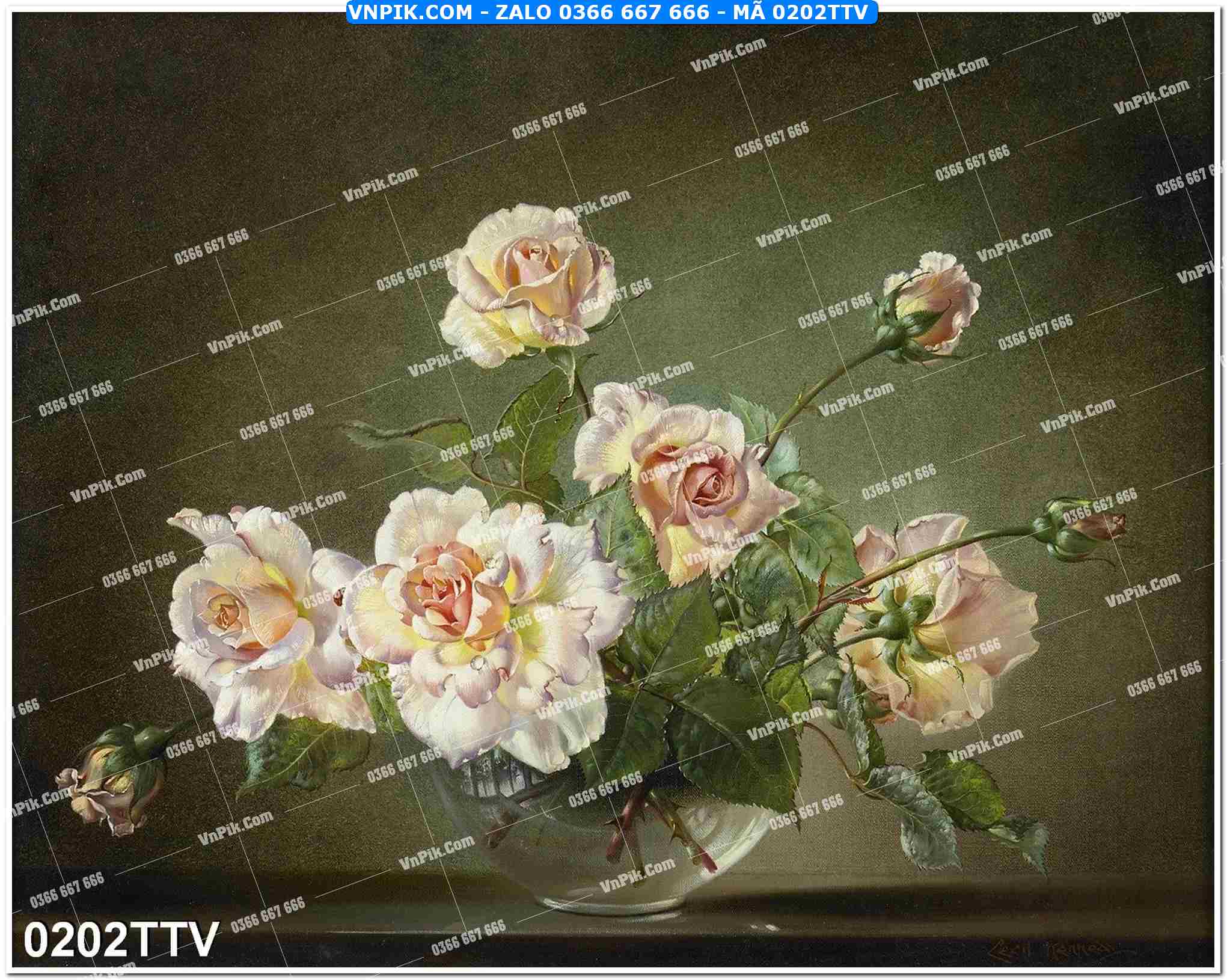Tranh sơn dầu tĩnh vật hoa quả mã file 0202TTV