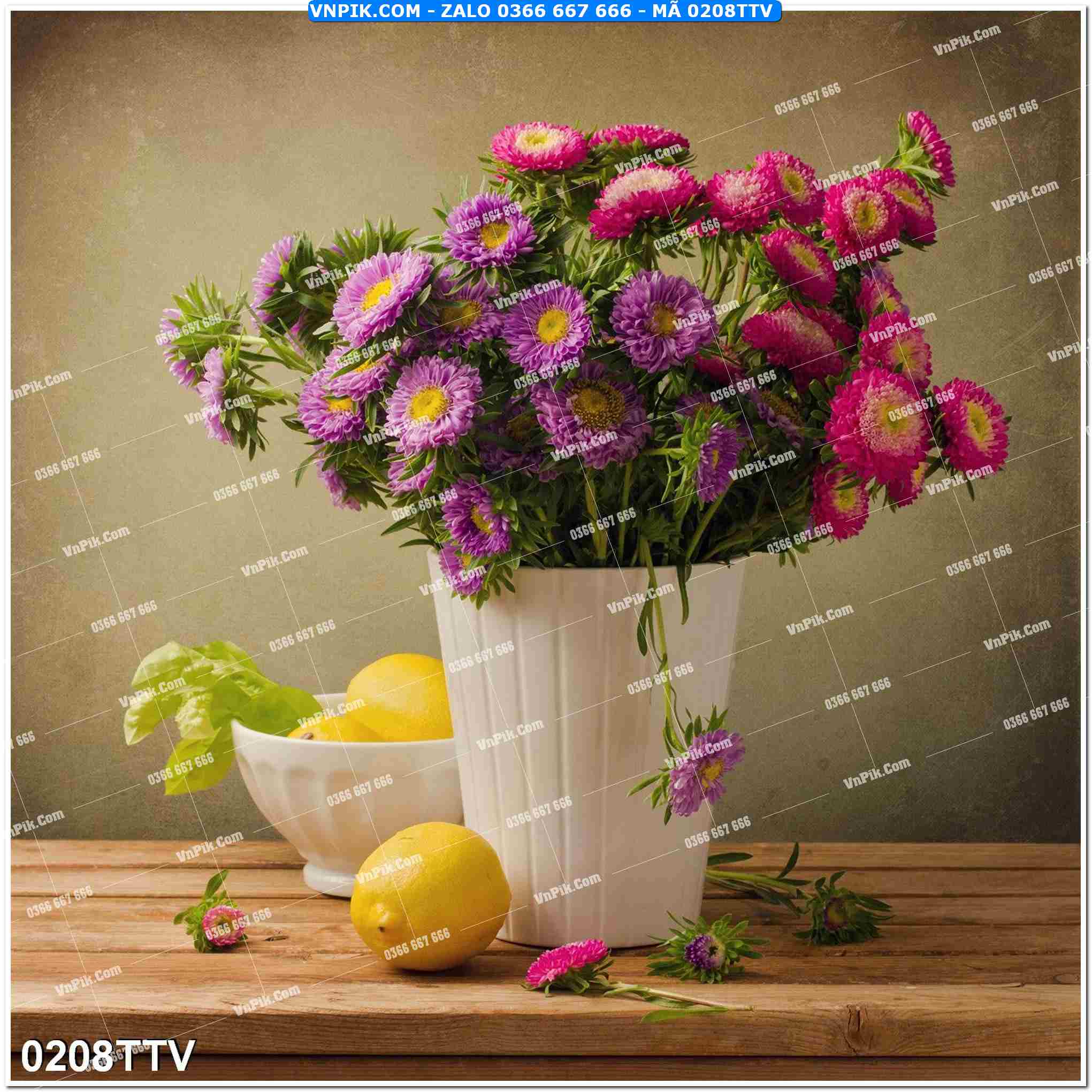 Tranh sơn dầu tĩnh vật hoa quả mã file 0208TTV