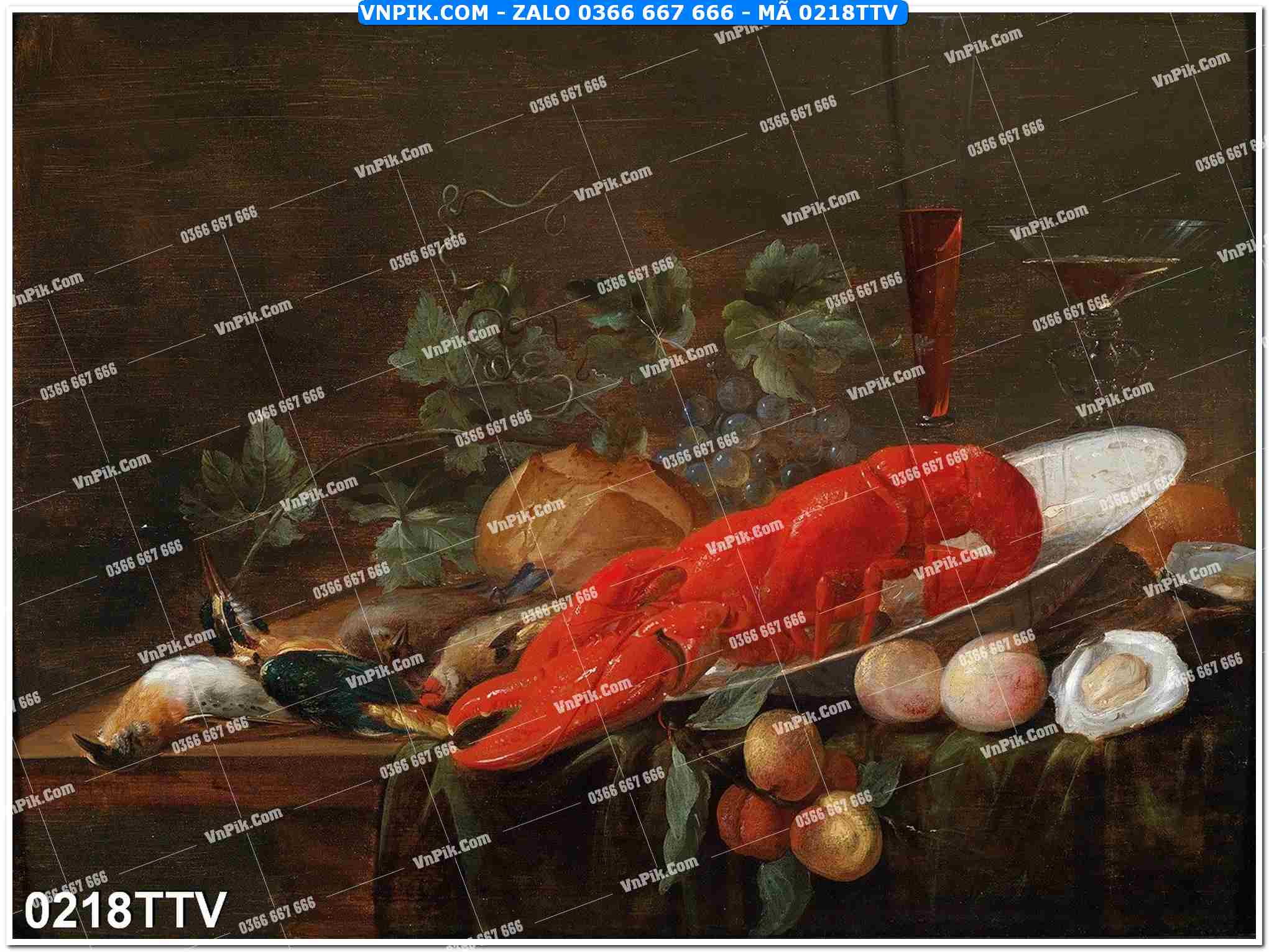 Tranh sơn dầu tĩnh vật hoa quả mã file 0218TTV