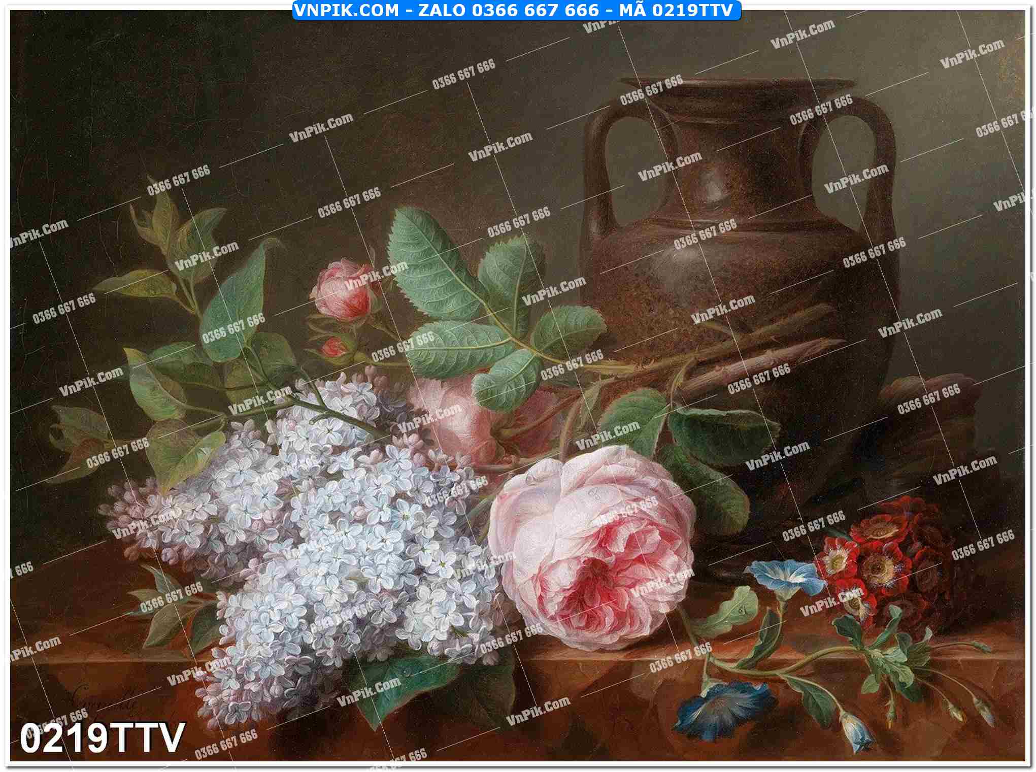 Tranh sơn dầu tĩnh vật hoa quả mã file 0219TTV