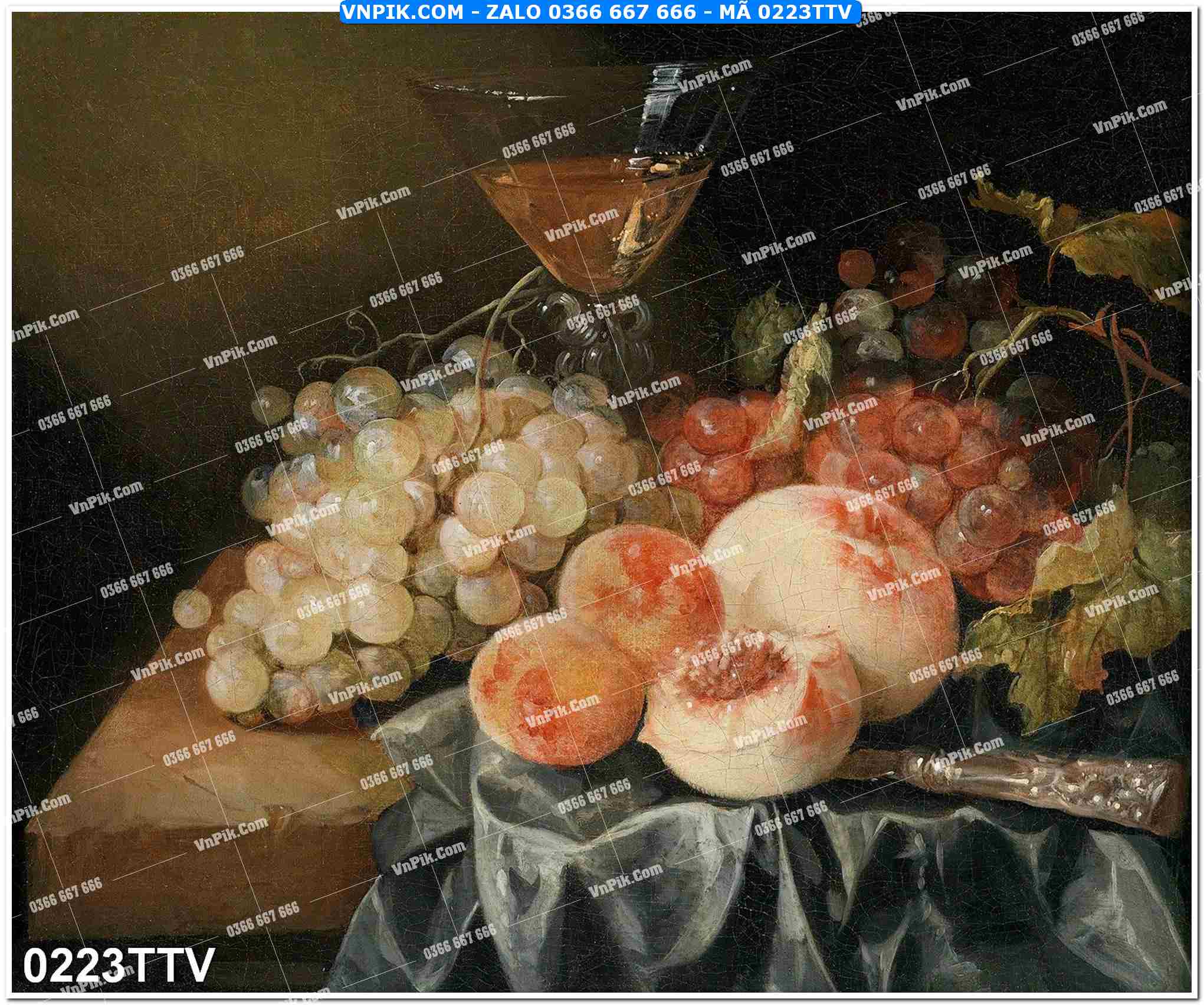 Tranh sơn dầu tĩnh vật hoa quả mã file 0223TTV