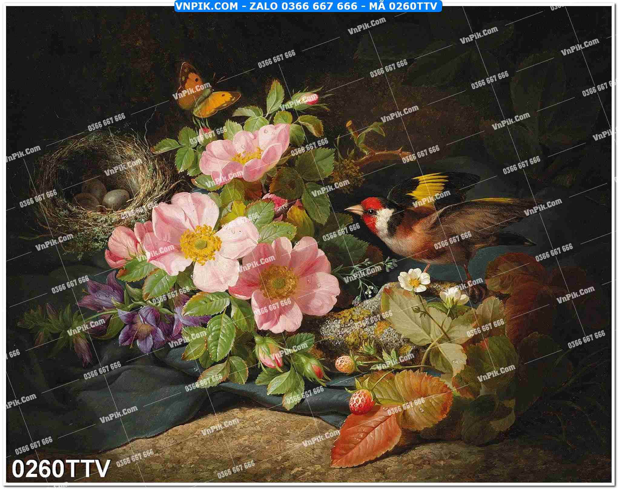 Tranh sơn dầu tĩnh vật hoa quả mã file 0260TTV