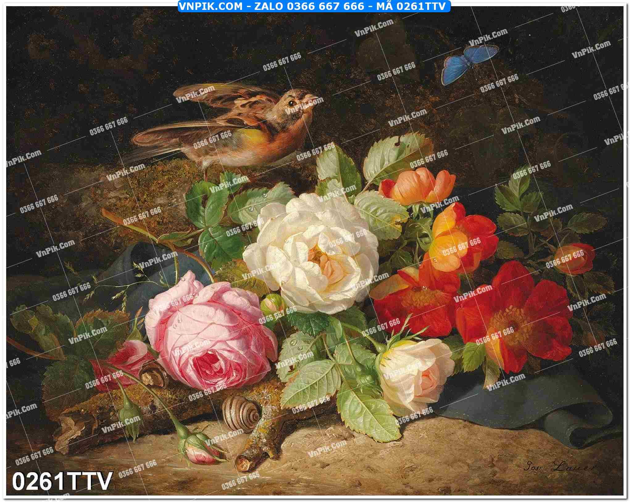 Tranh sơn dầu tĩnh vật hoa quả mã file 0261TTV