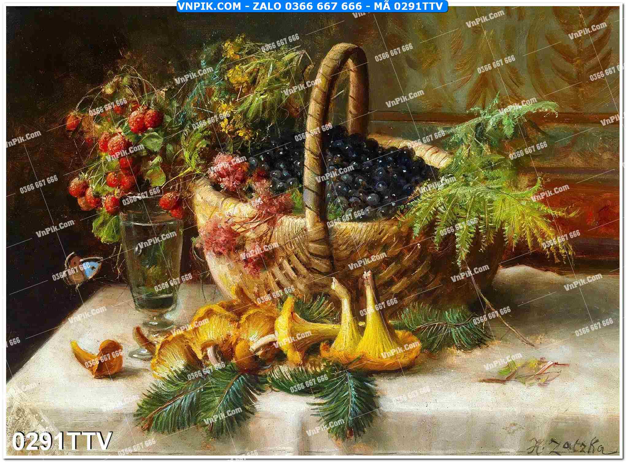 Tranh sơn dầu tĩnh vật hoa quả mã file 0291TTV