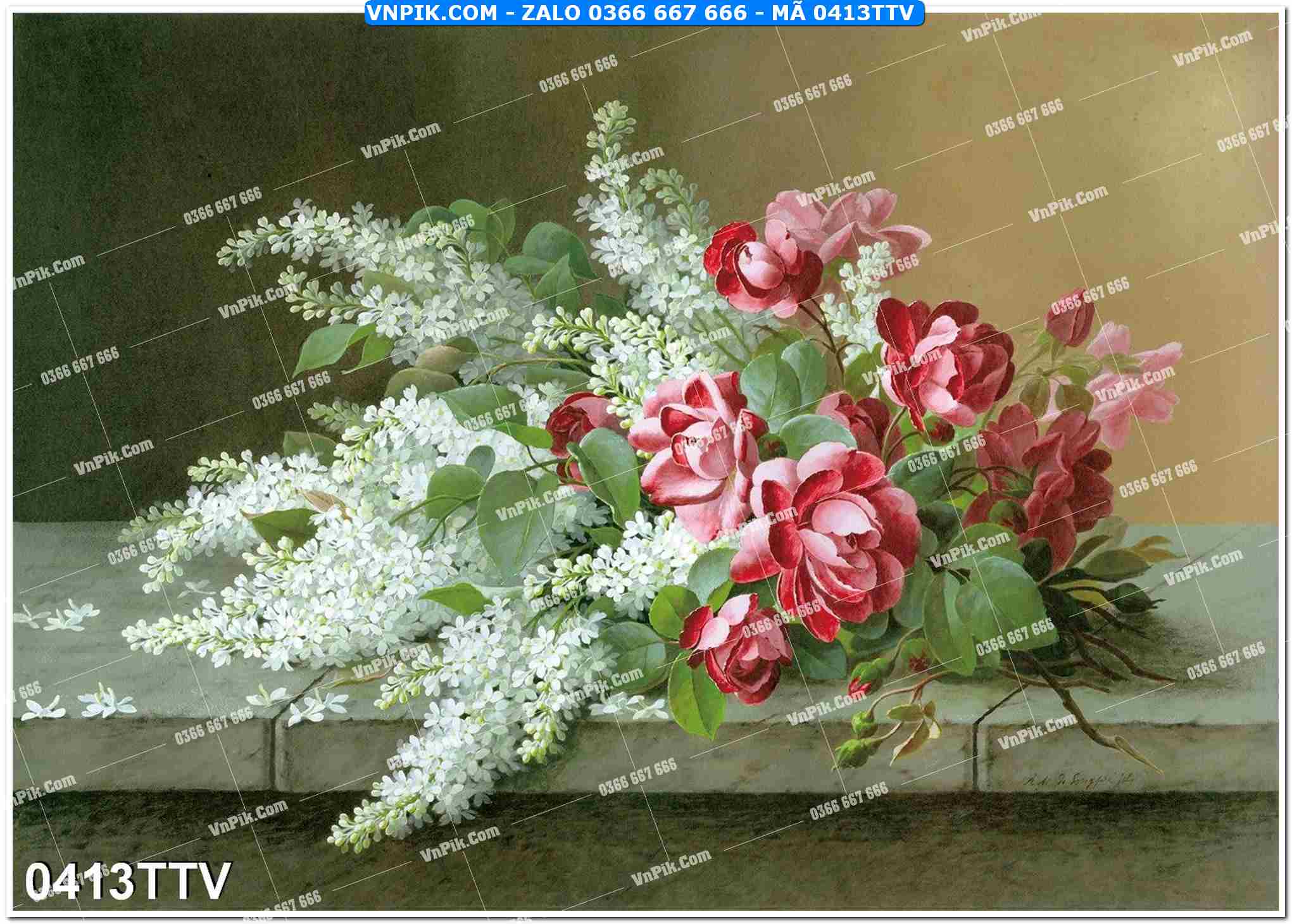 Tranh sơn dầu tĩnh vật hoa quả mã file 0413TTV