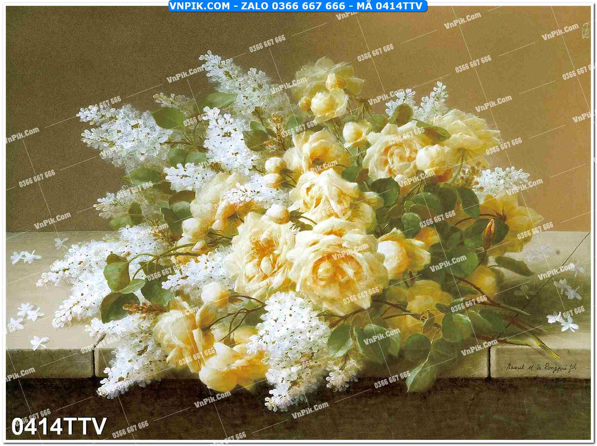 Tranh sơn dầu tĩnh vật hoa quả mã file 0414TTV