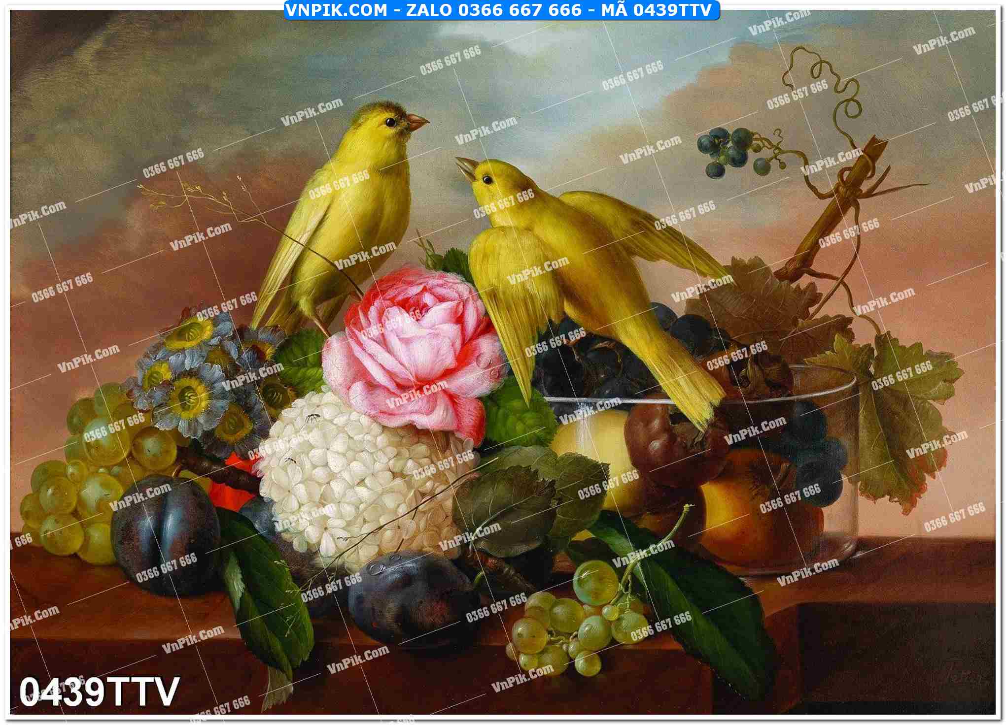 Tranh sơn dầu tĩnh vật hoa quả mã file 0439TTV