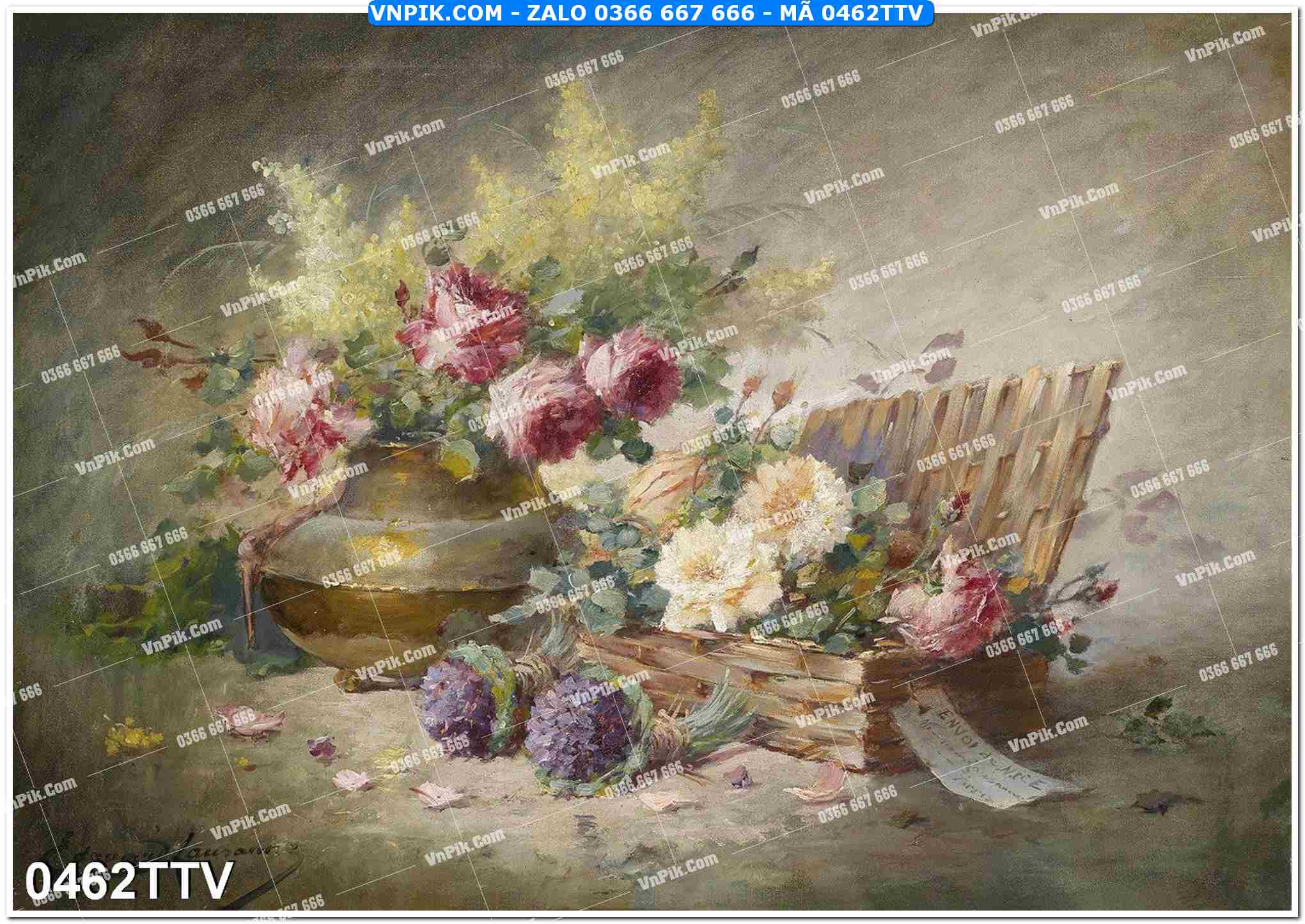 Tranh sơn dầu tĩnh vật hoa quả mã file 0462TTV