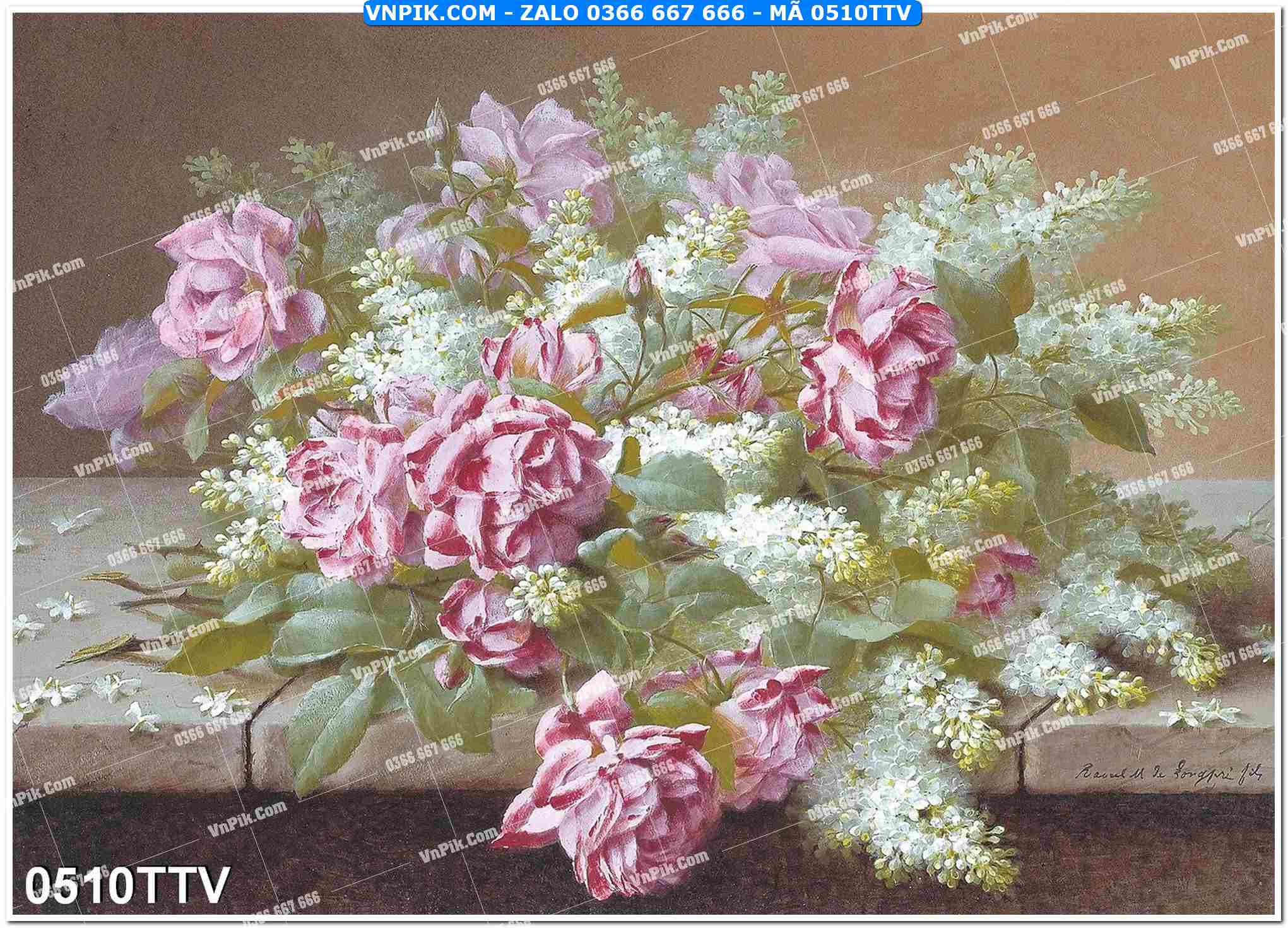 Tranh sơn dầu tĩnh vật hoa quả mã file 0510TTV