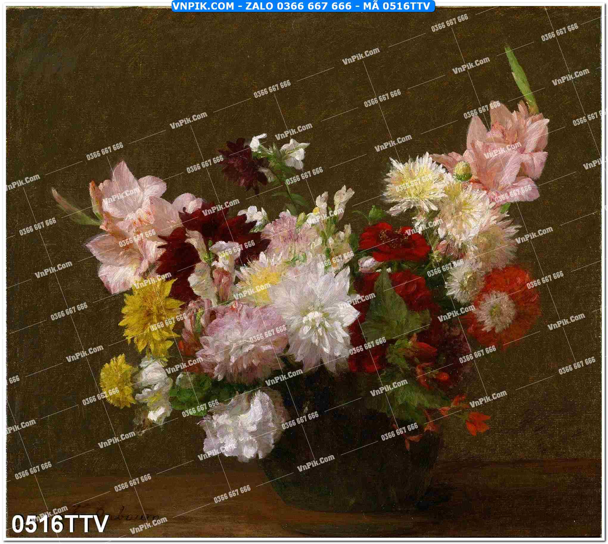 Tranh sơn dầu tĩnh vật hoa quả mã file 0516TTV