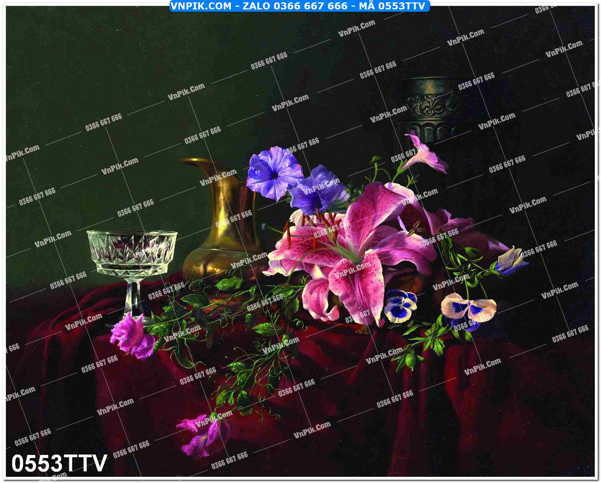 Tranh sơn dầu tĩnh vật hoa quả mã file 0553TTV