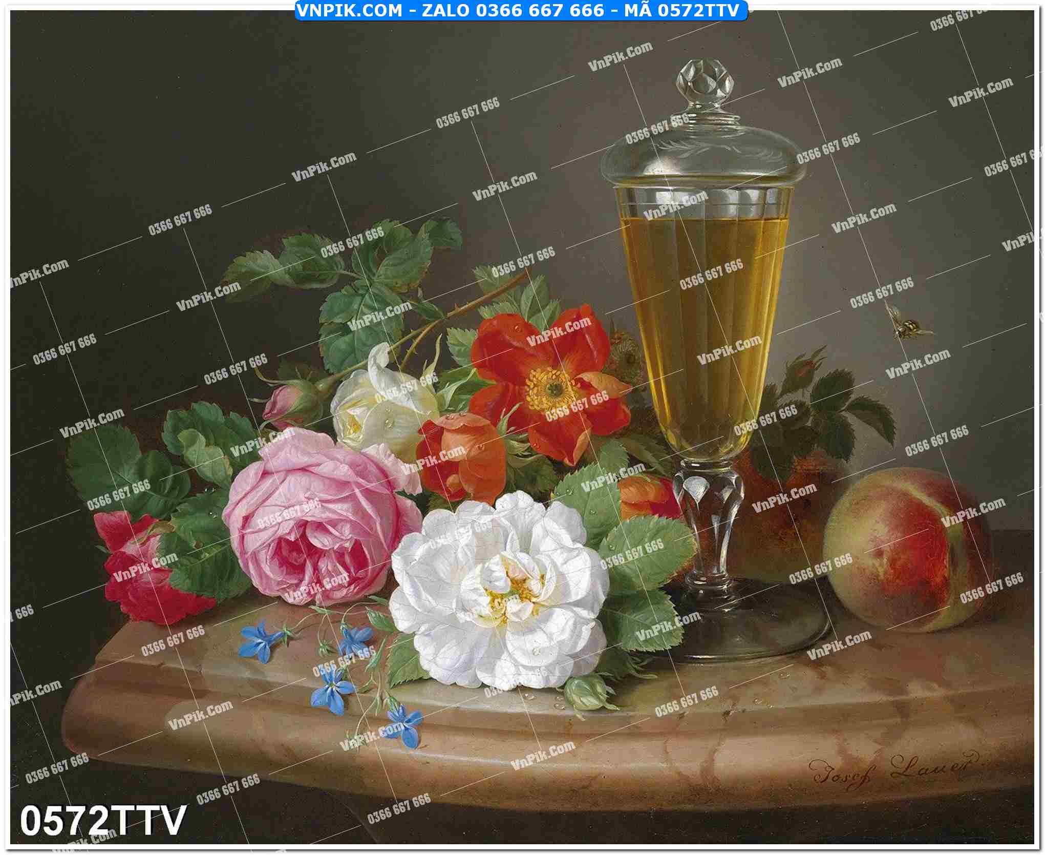 Tranh sơn dầu tĩnh vật hoa quả mã file 0572TTV