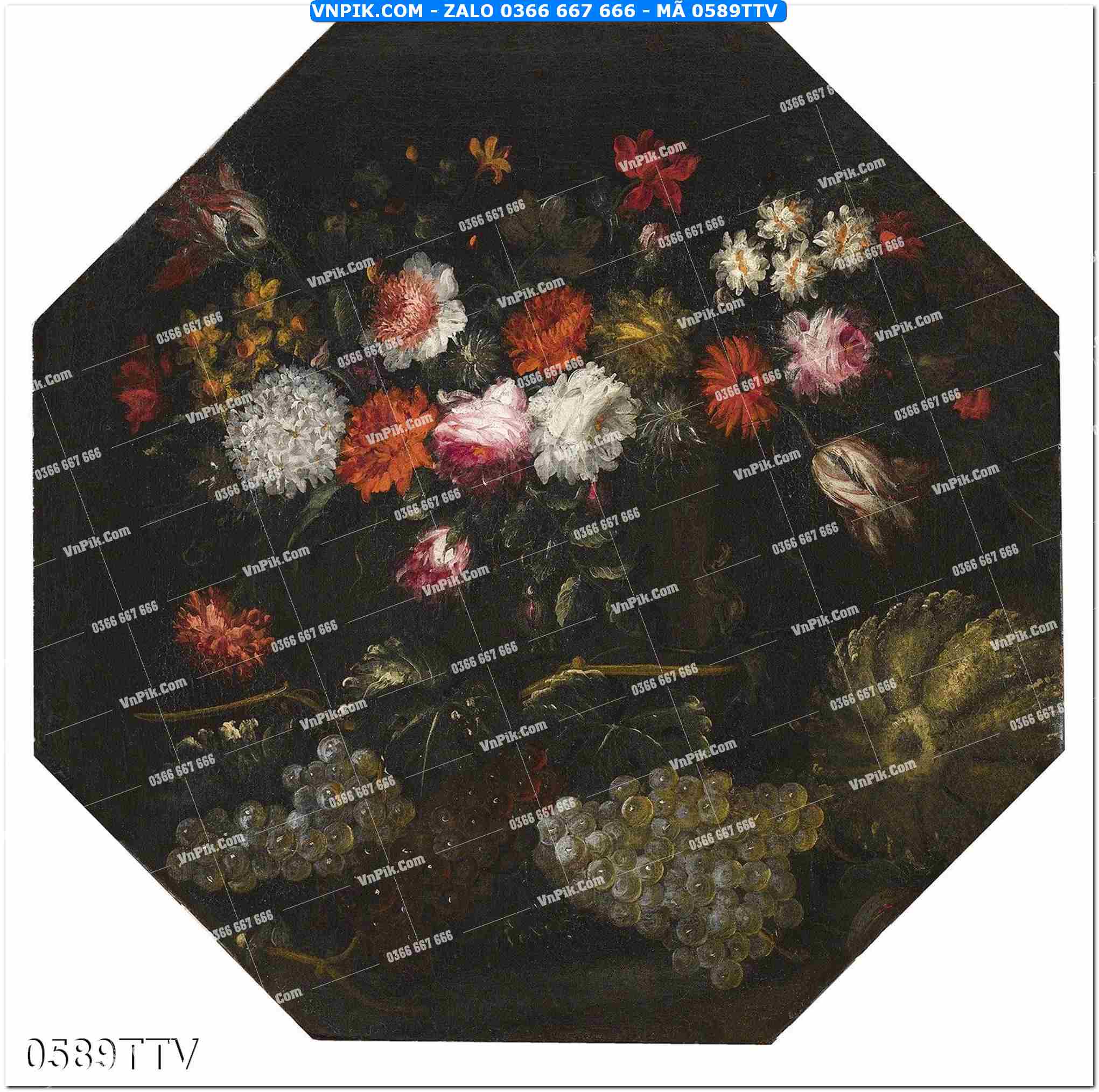 Tranh sơn dầu tĩnh vật hoa quả mã file 0589TTV