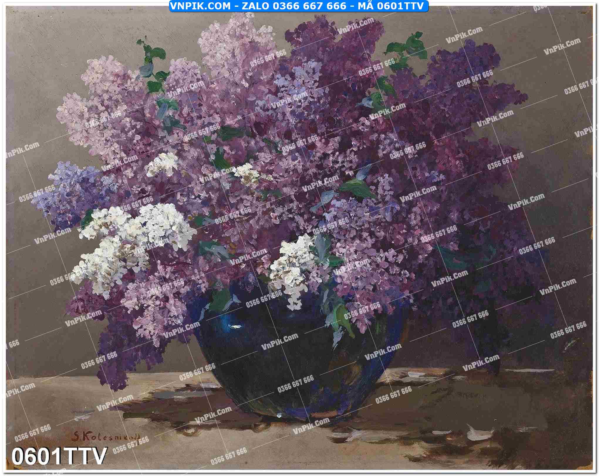 Tranh sơn dầu tĩnh vật hoa quả mã file 0601TTV