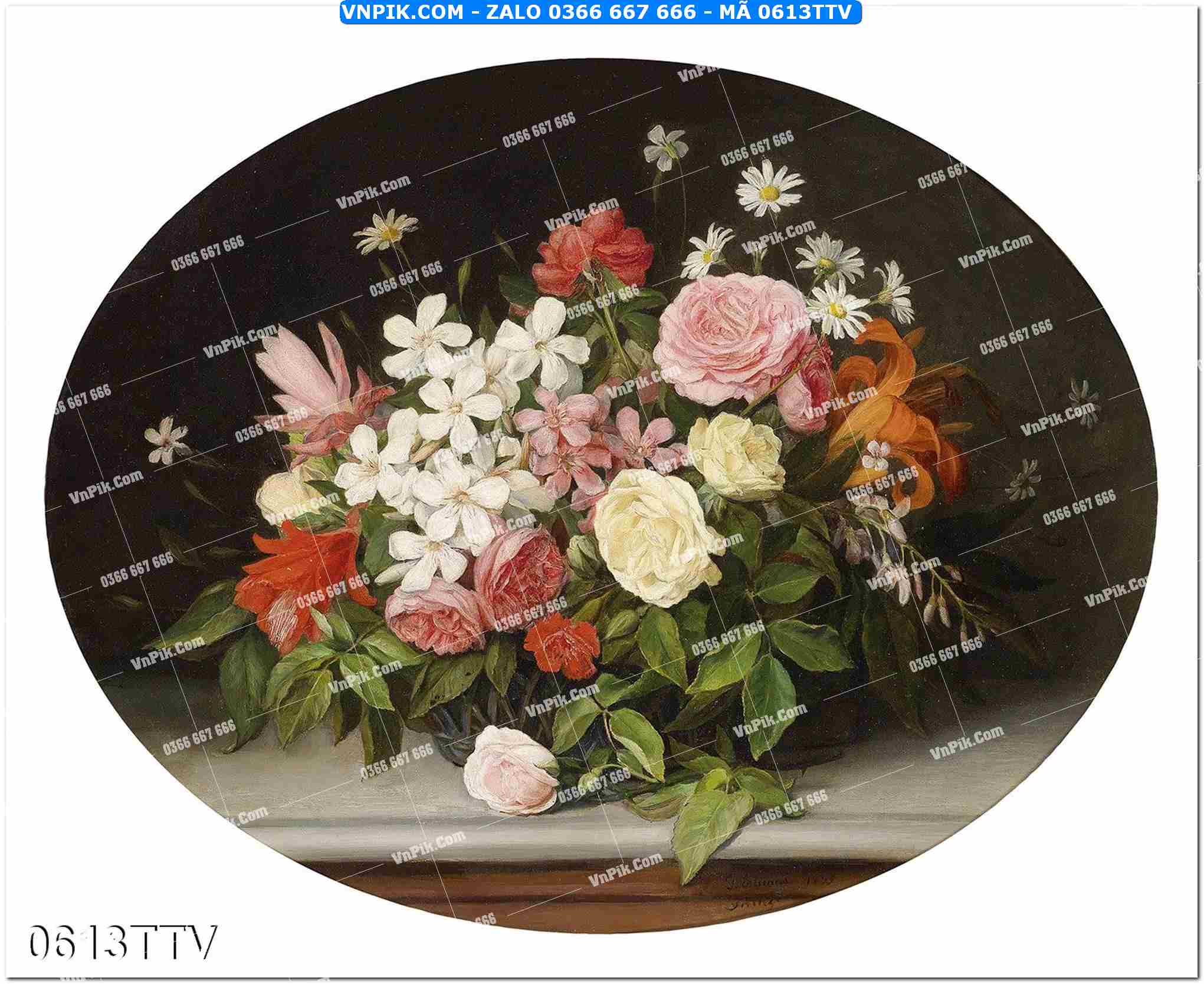 Tranh sơn dầu tĩnh vật hoa quả mã file 0613TTV