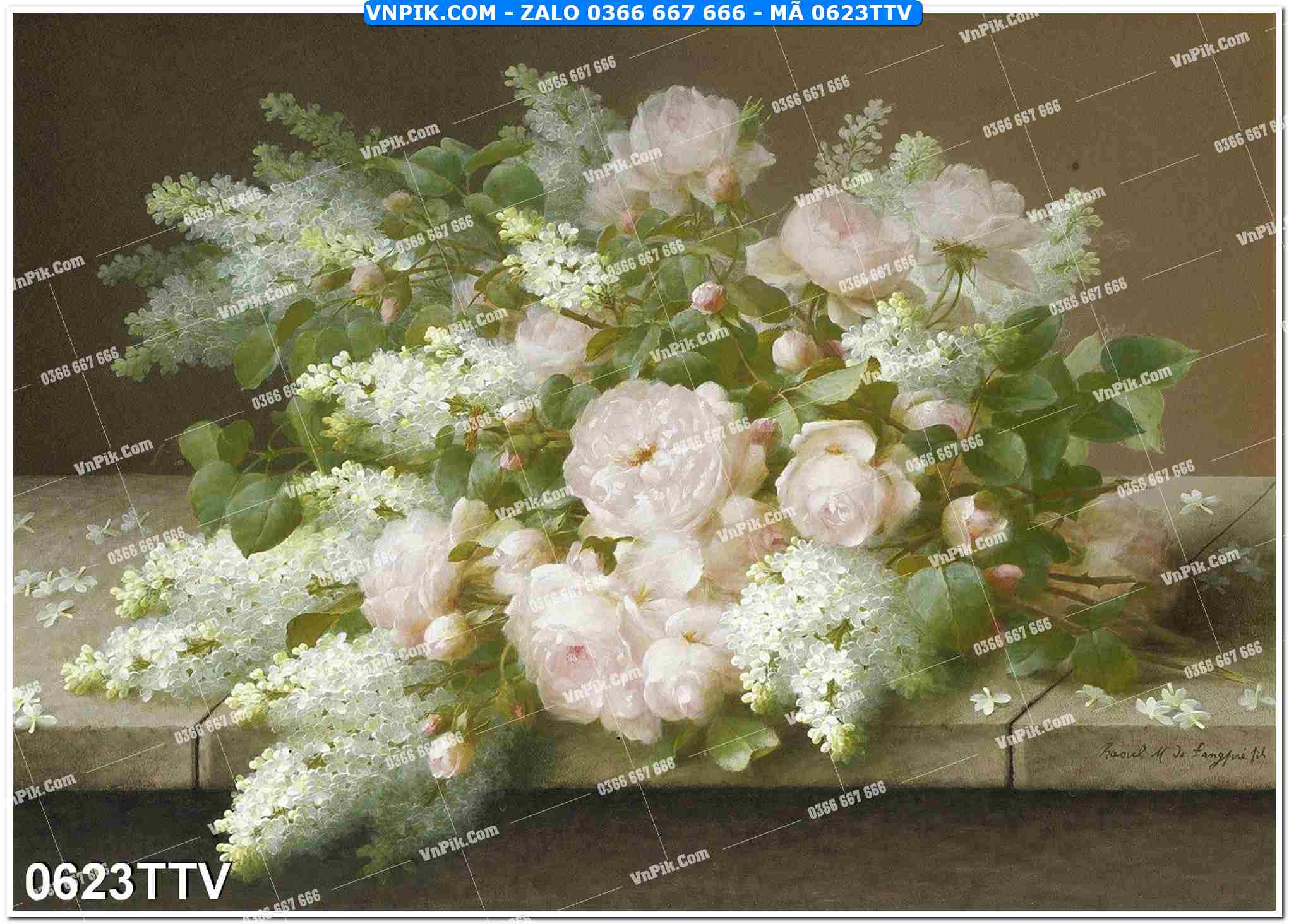 Tranh sơn dầu tĩnh vật hoa quả mã file 0623TTV