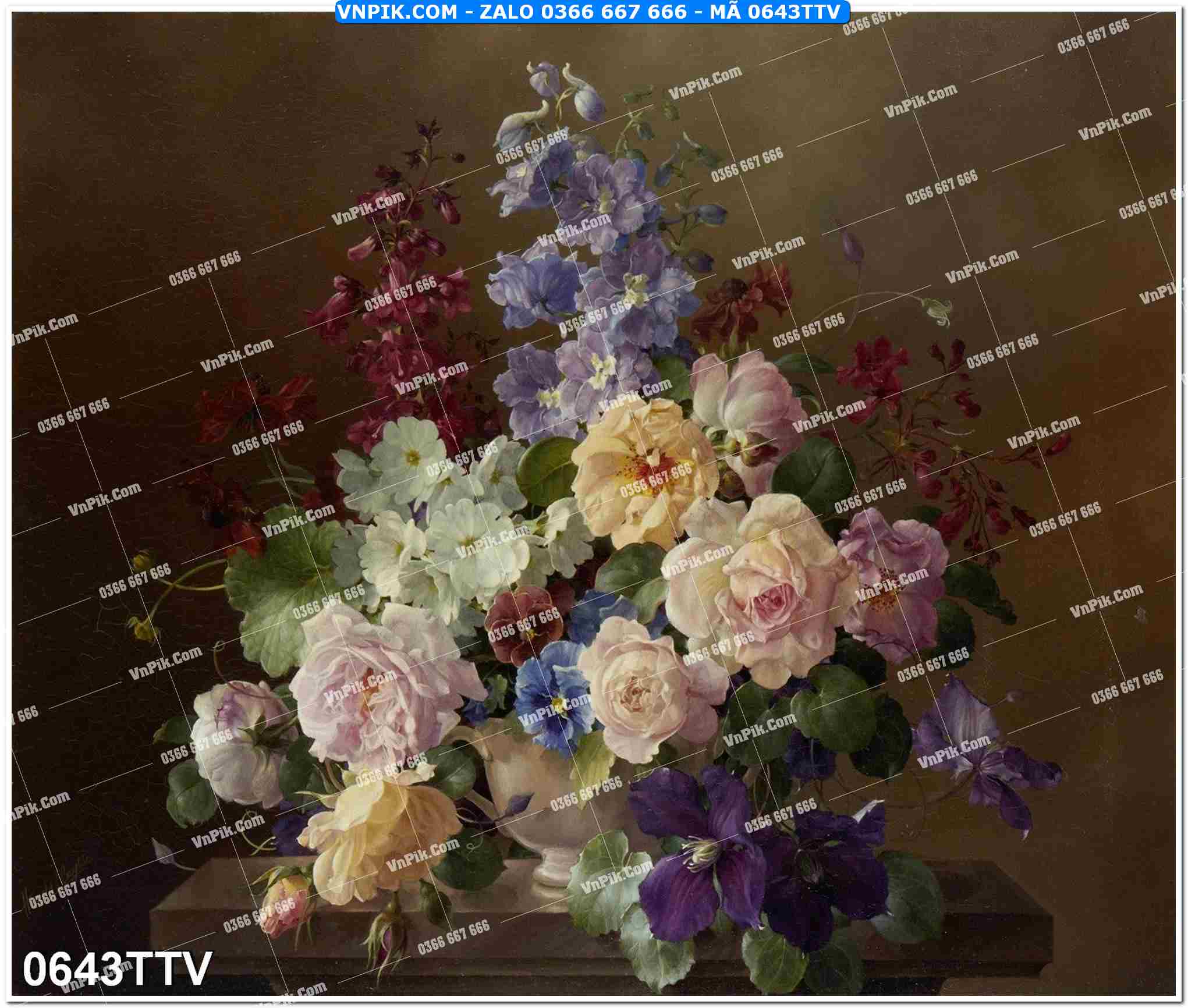 Tranh sơn dầu tĩnh vật hoa quả mã file 0643TTV
