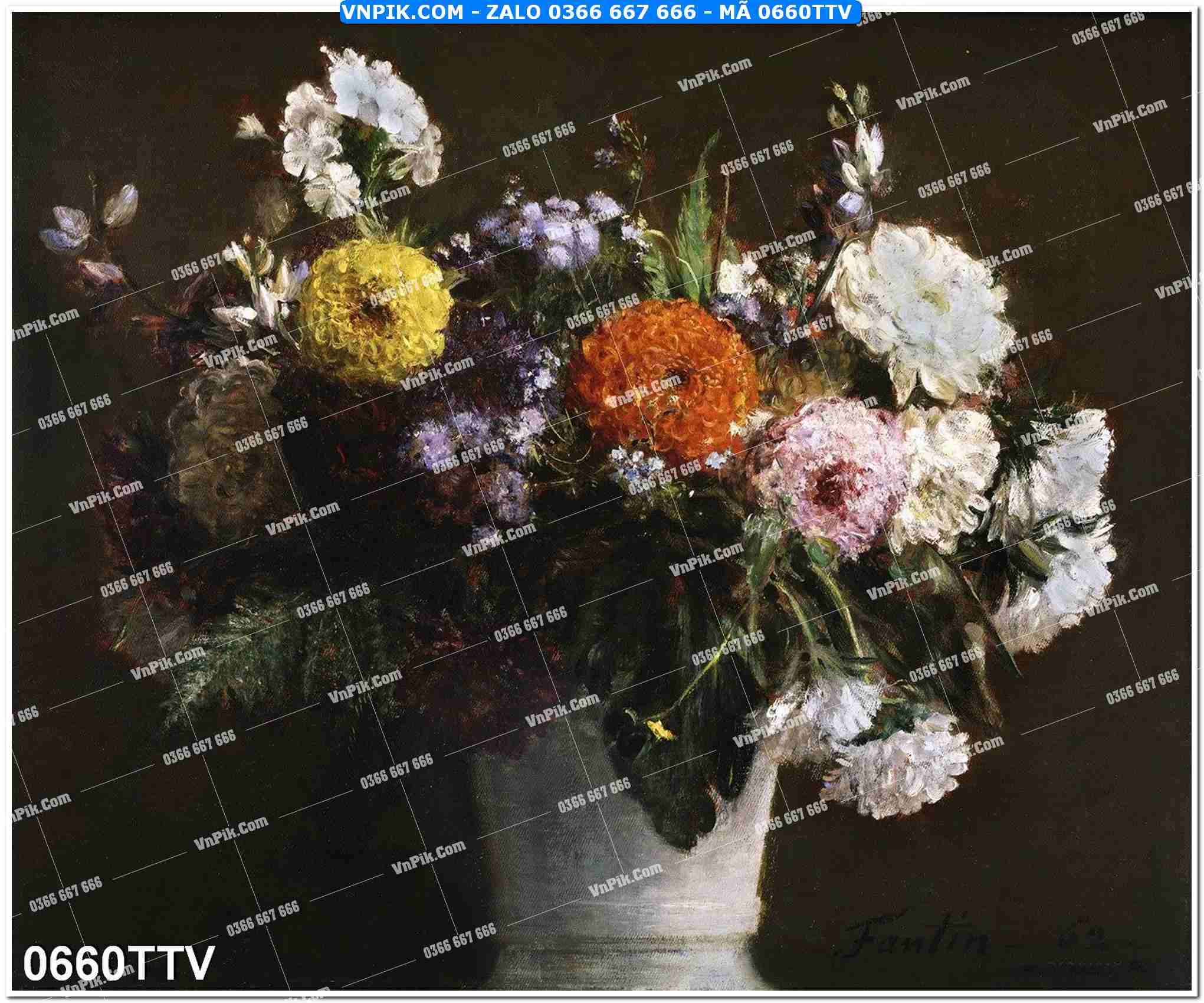 Tranh sơn dầu tĩnh vật hoa quả mã file 0660TTV