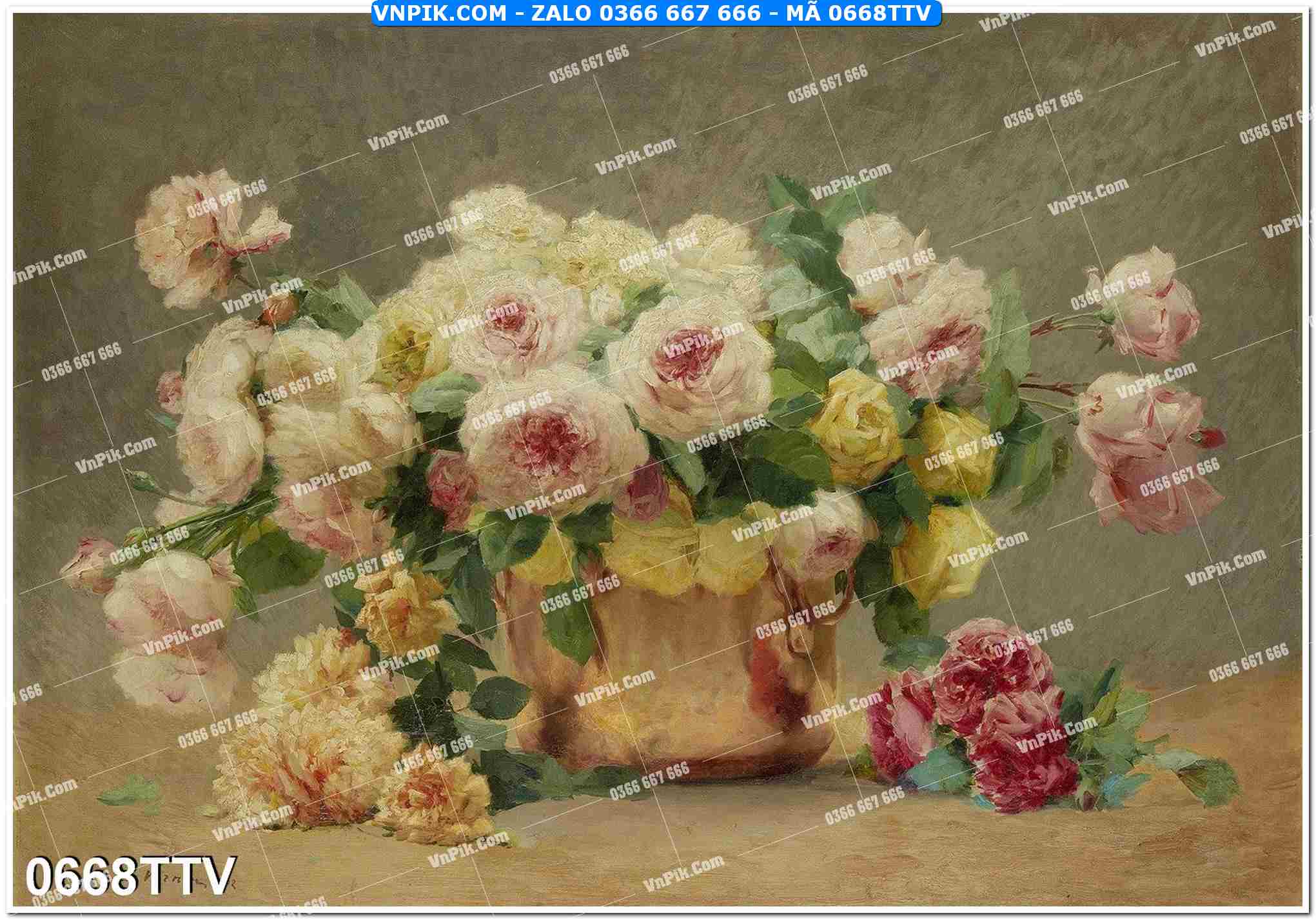 Tranh sơn dầu tĩnh vật hoa quả mã file 0668TTV