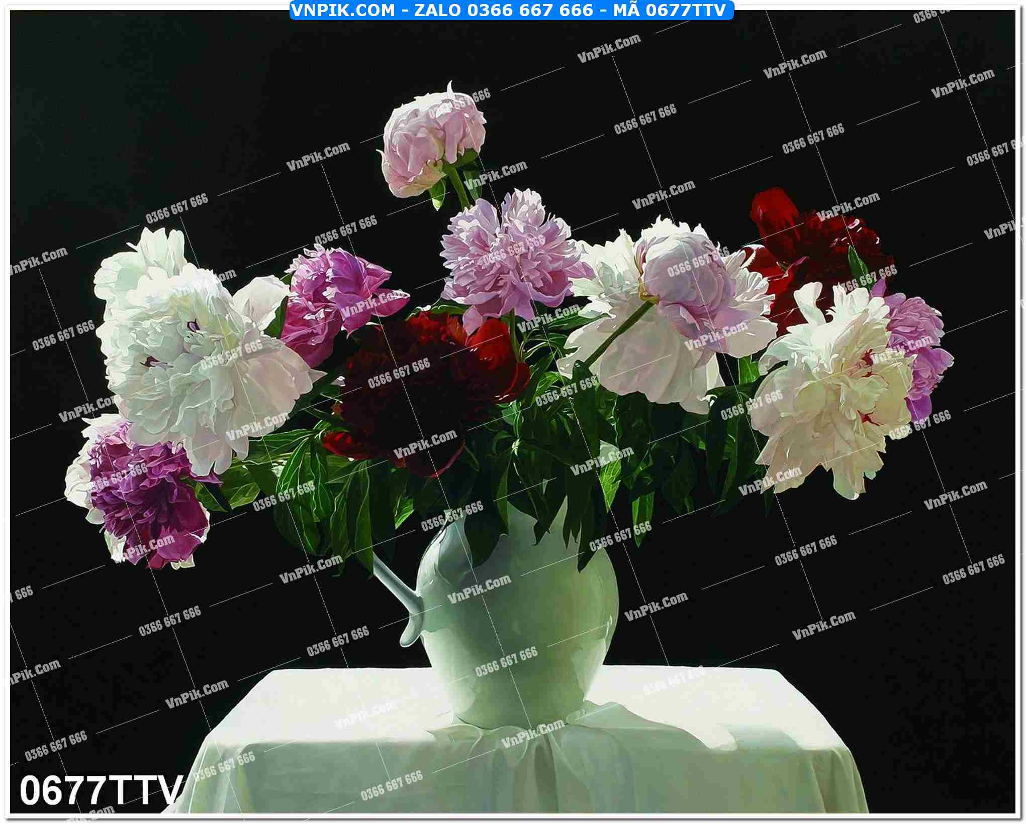 Tranh sơn dầu tĩnh vật hoa quả mã file 0677TTV