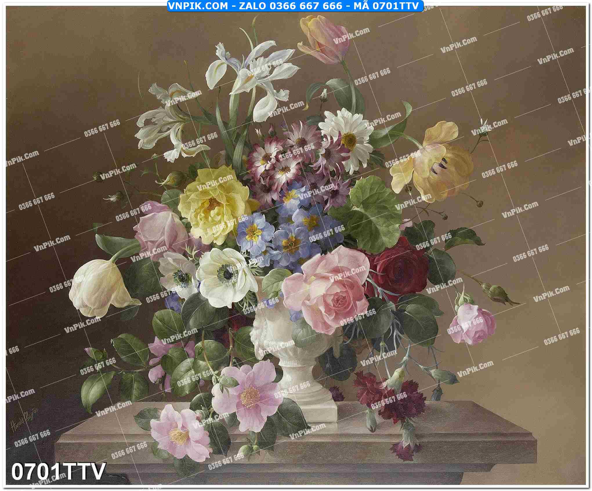 Tranh sơn dầu tĩnh vật hoa quả mã file 0701TTV