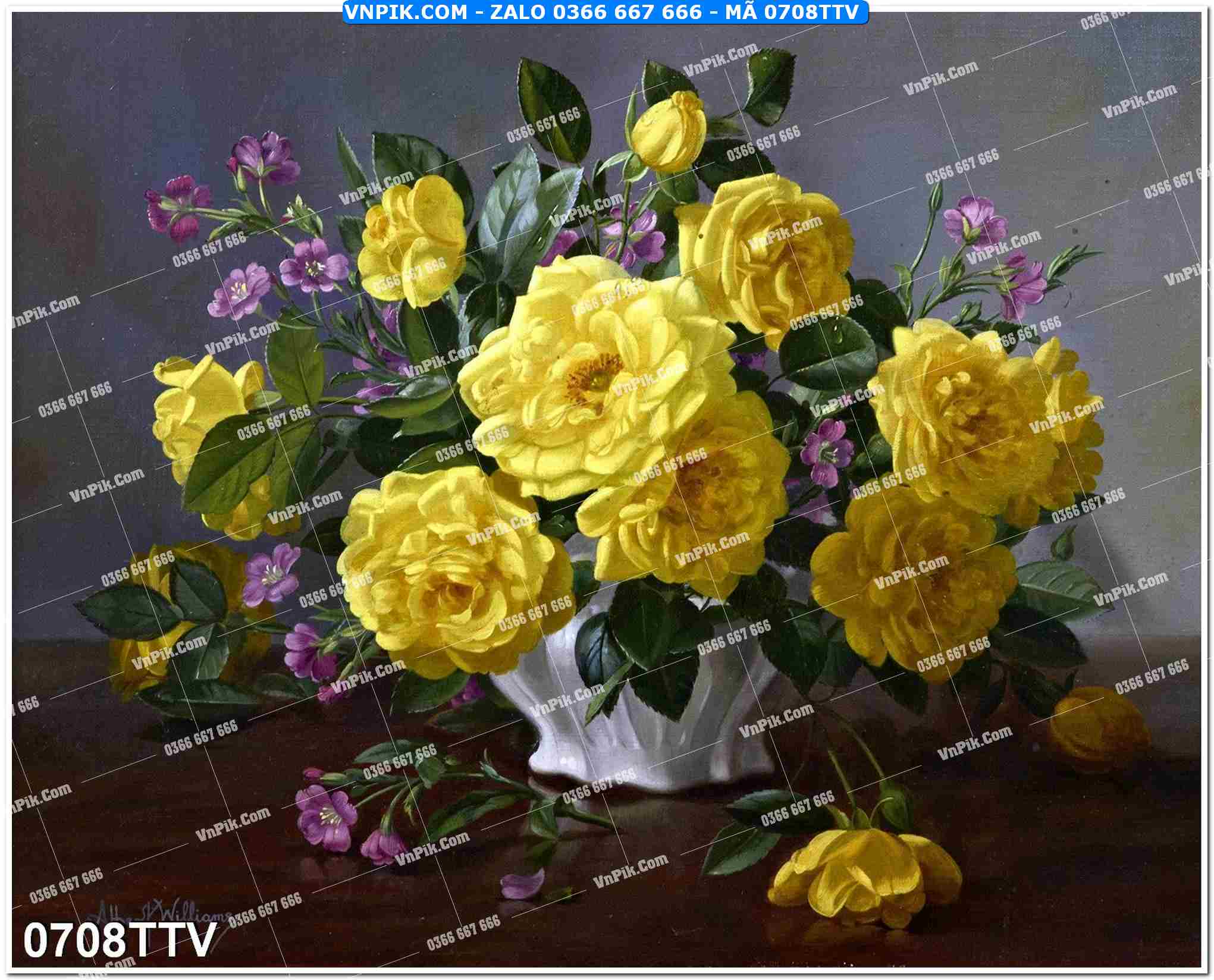 Tranh sơn dầu tĩnh vật hoa quả mã file 0708TTV